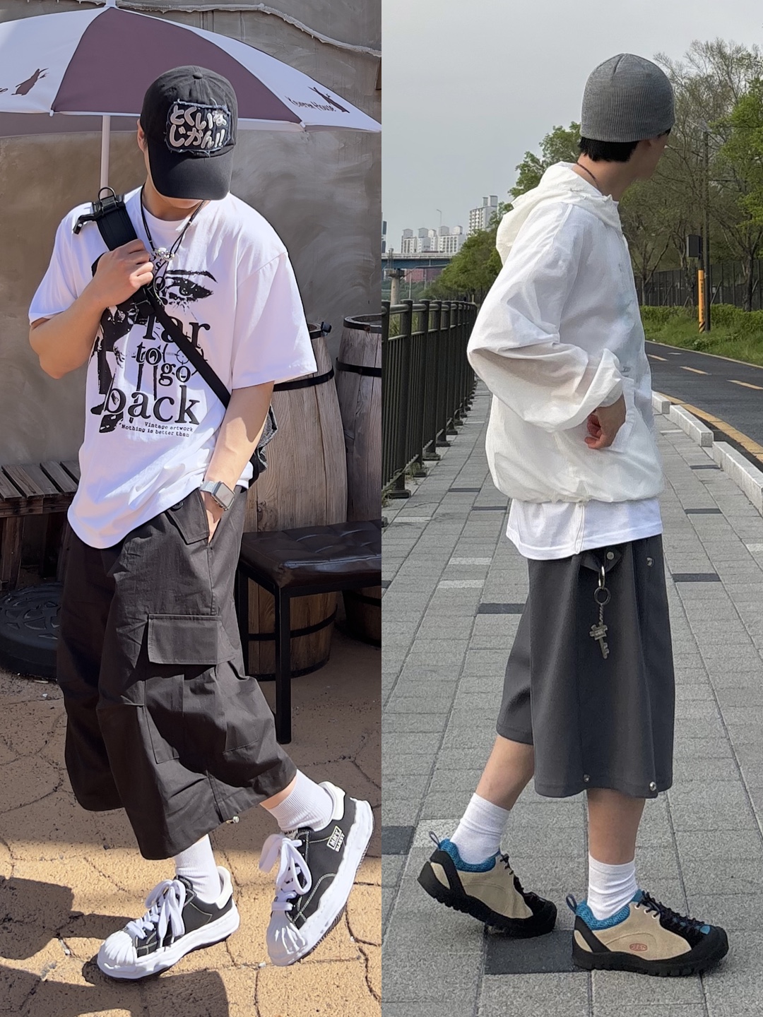 Maison Mihara Yasuhiro Blakey OG Sole Canvas Low-top Sneakers Black White, Keen Jasper Rocks SP Sneakers Beige 착용 스타일 - 2