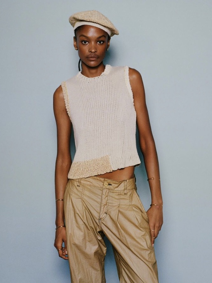 Eckhaus Latta Women Cinder Vest Straw 착용 스타일 - 1