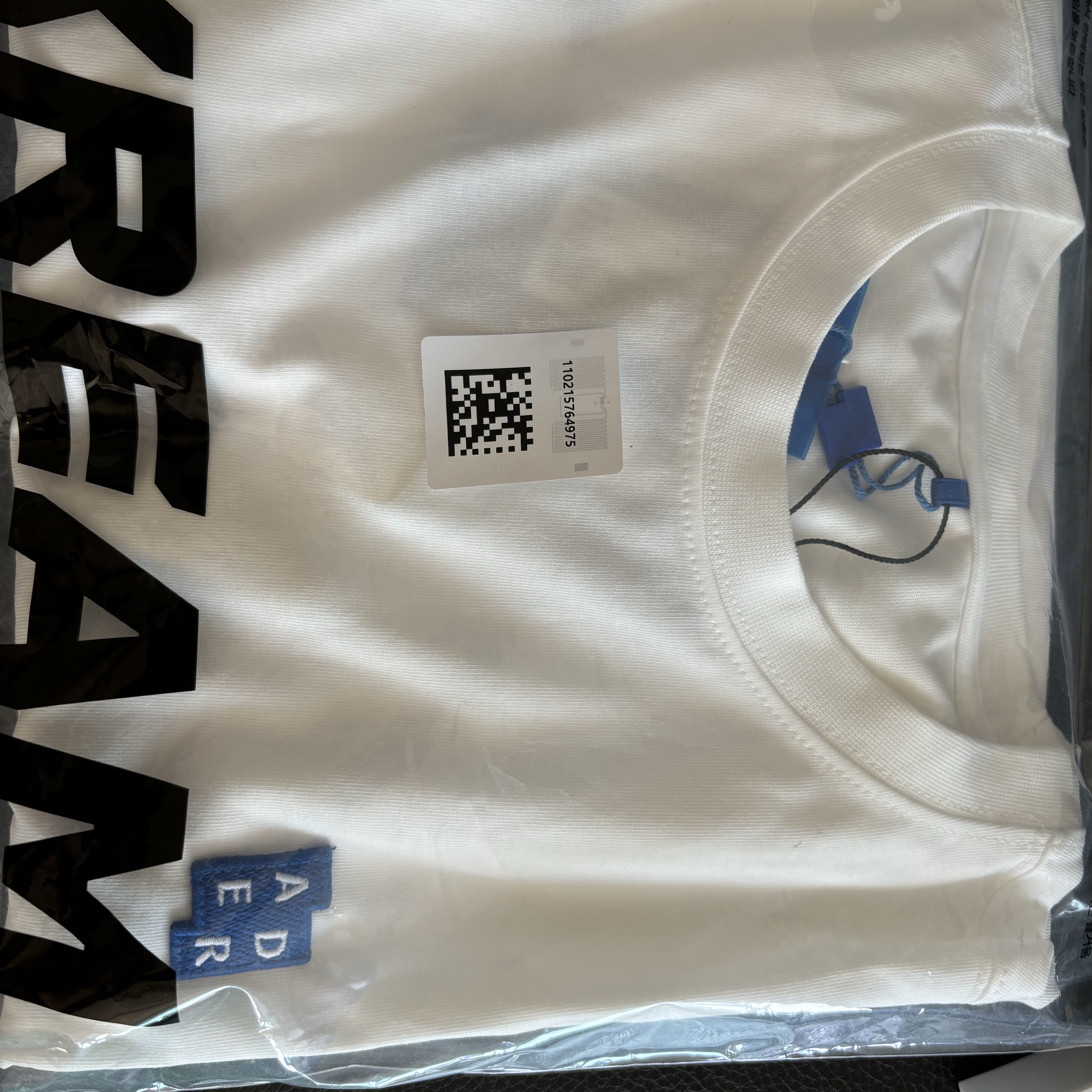 Ader Error Sig; TRS/BL Tag T-Shirt 01 Off White 착용 스타일
