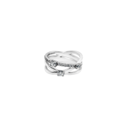 (W) Pandora Sparkling Triple Band Ring Sterling Silver Clear
