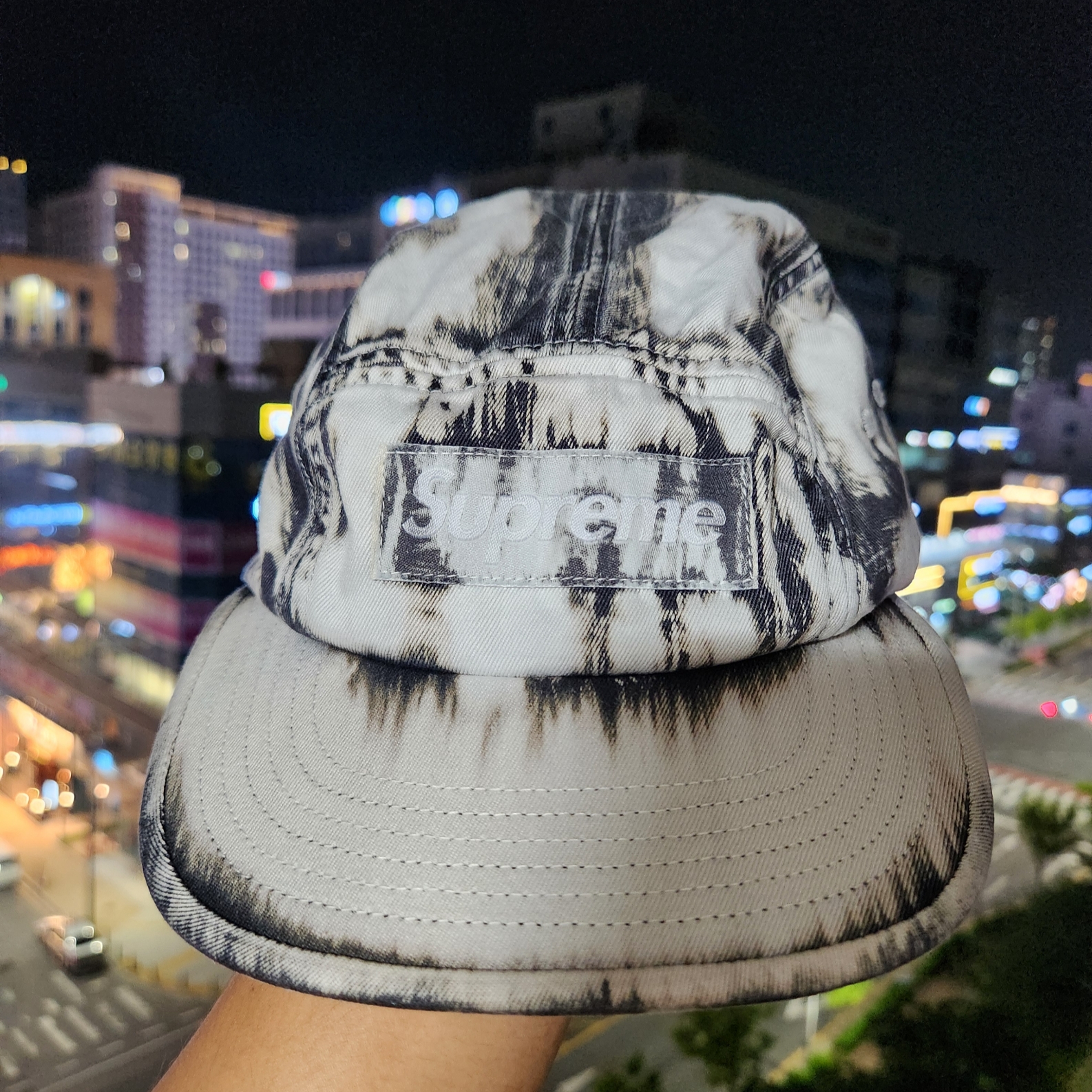 Supreme Bleached Chino Camp Cap Black - 24SS 착용 스타일
