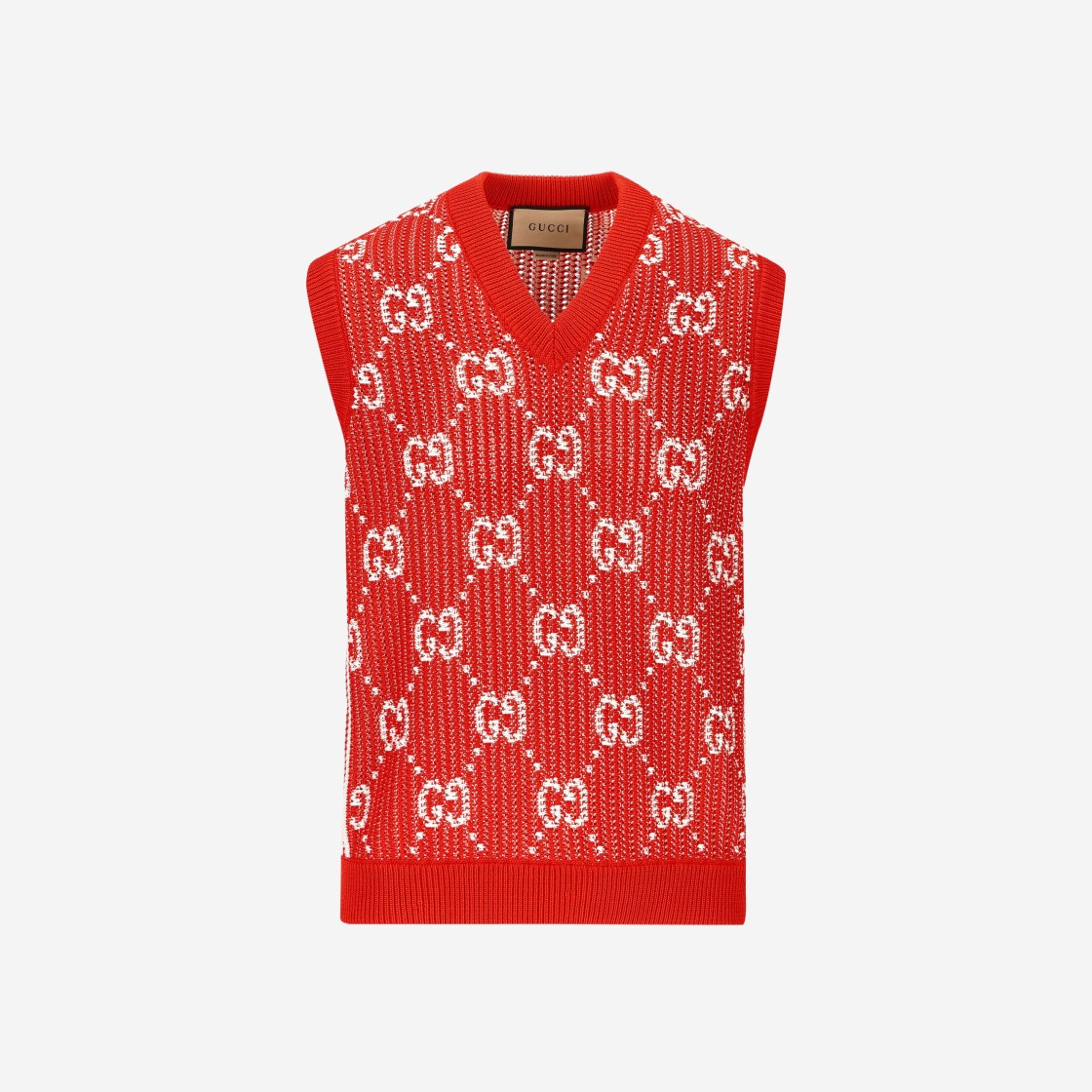 Gucci GG V-Neck Knit Vest Red 상세 이미지 1