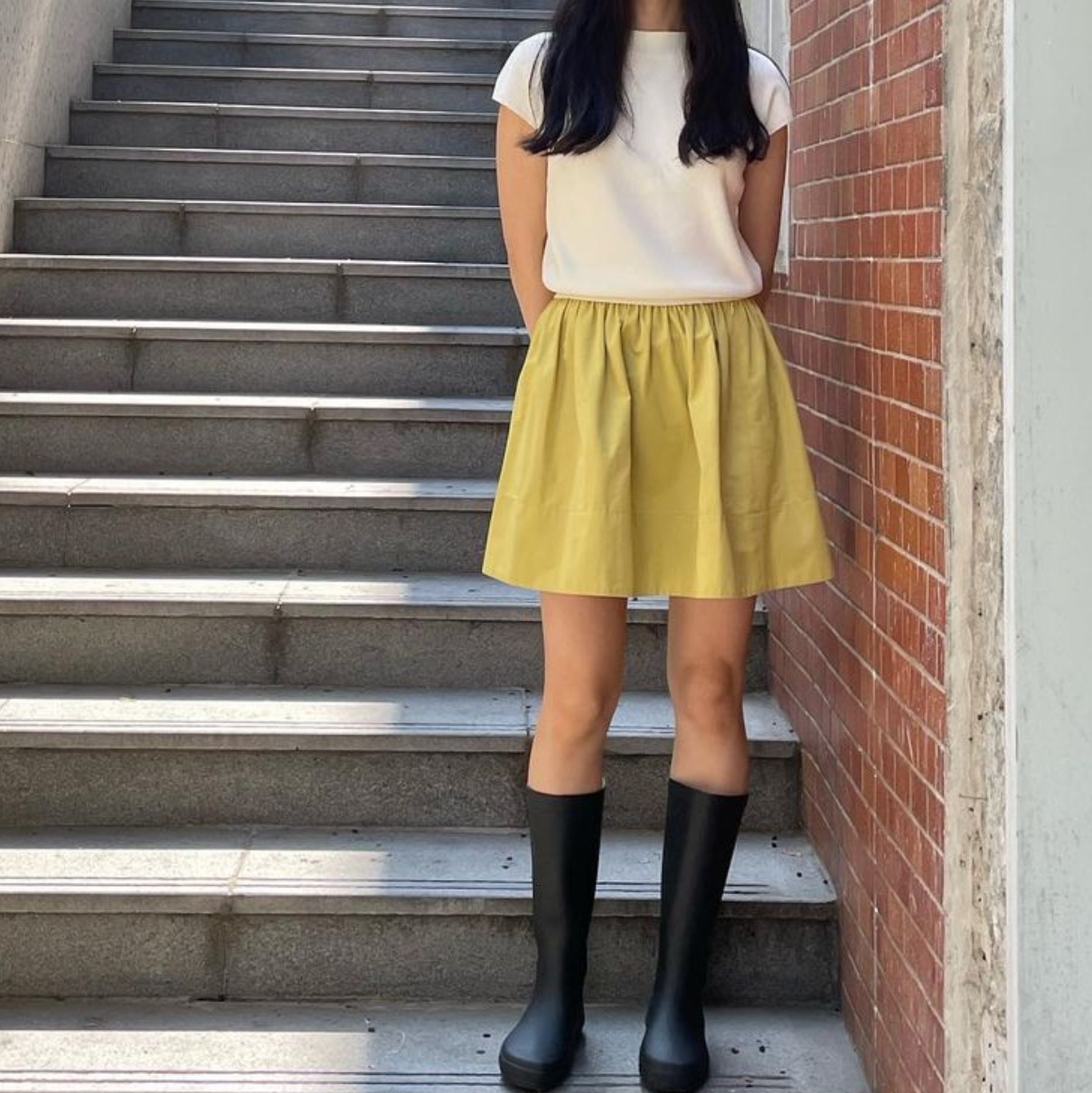 Bensimon BSM Rain Boots Long Smoky Charcoal, Bensimon BSM Rain Boots Long Sand Beige 착용 스타일