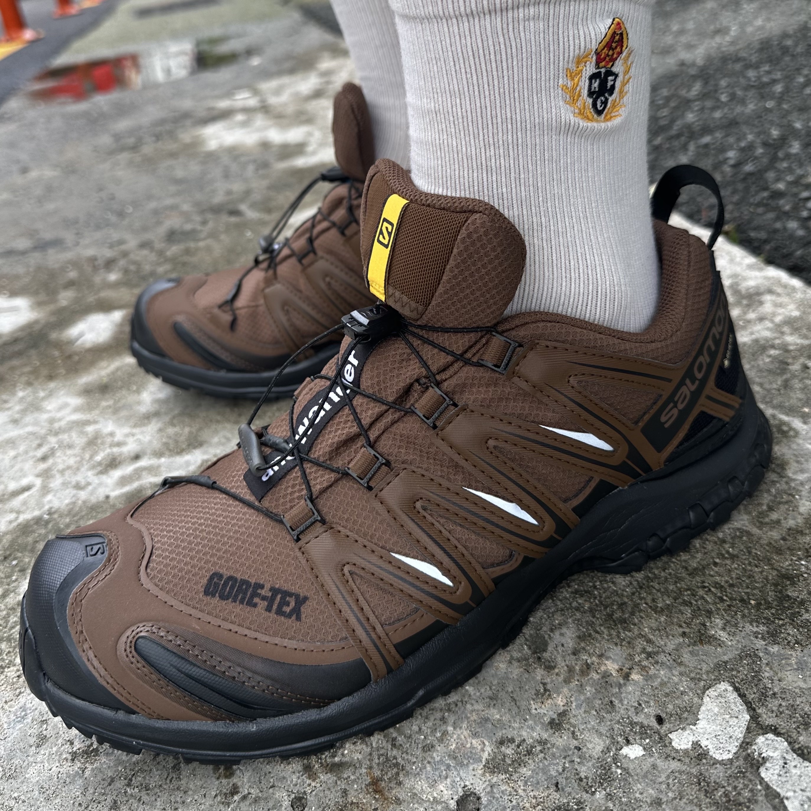Salomon x And Wander XA Pro 3D Gore-Tex Brown 착용 스타일