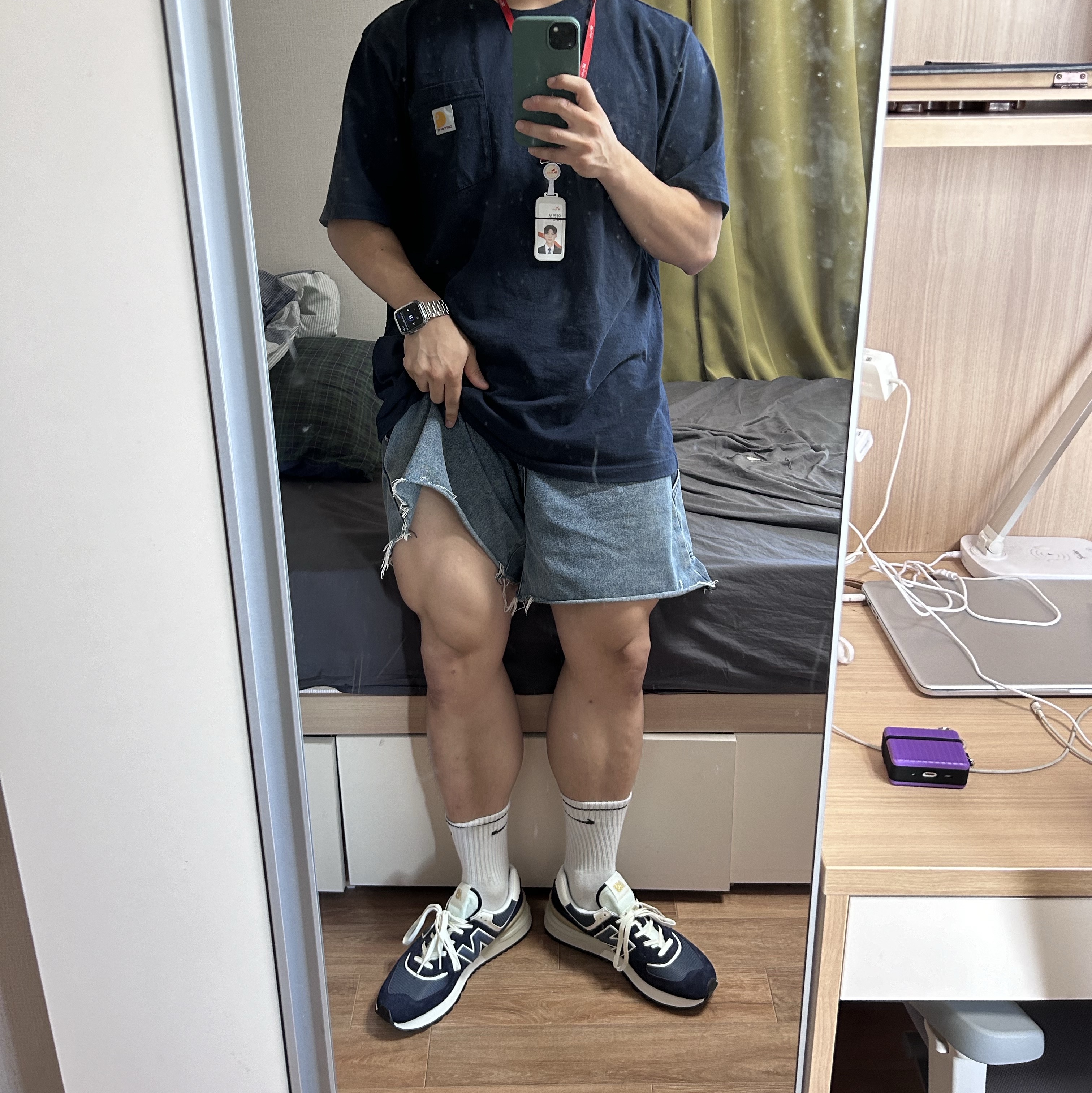 New Balance 574 Legacy Navy 착용 스타일 - 1