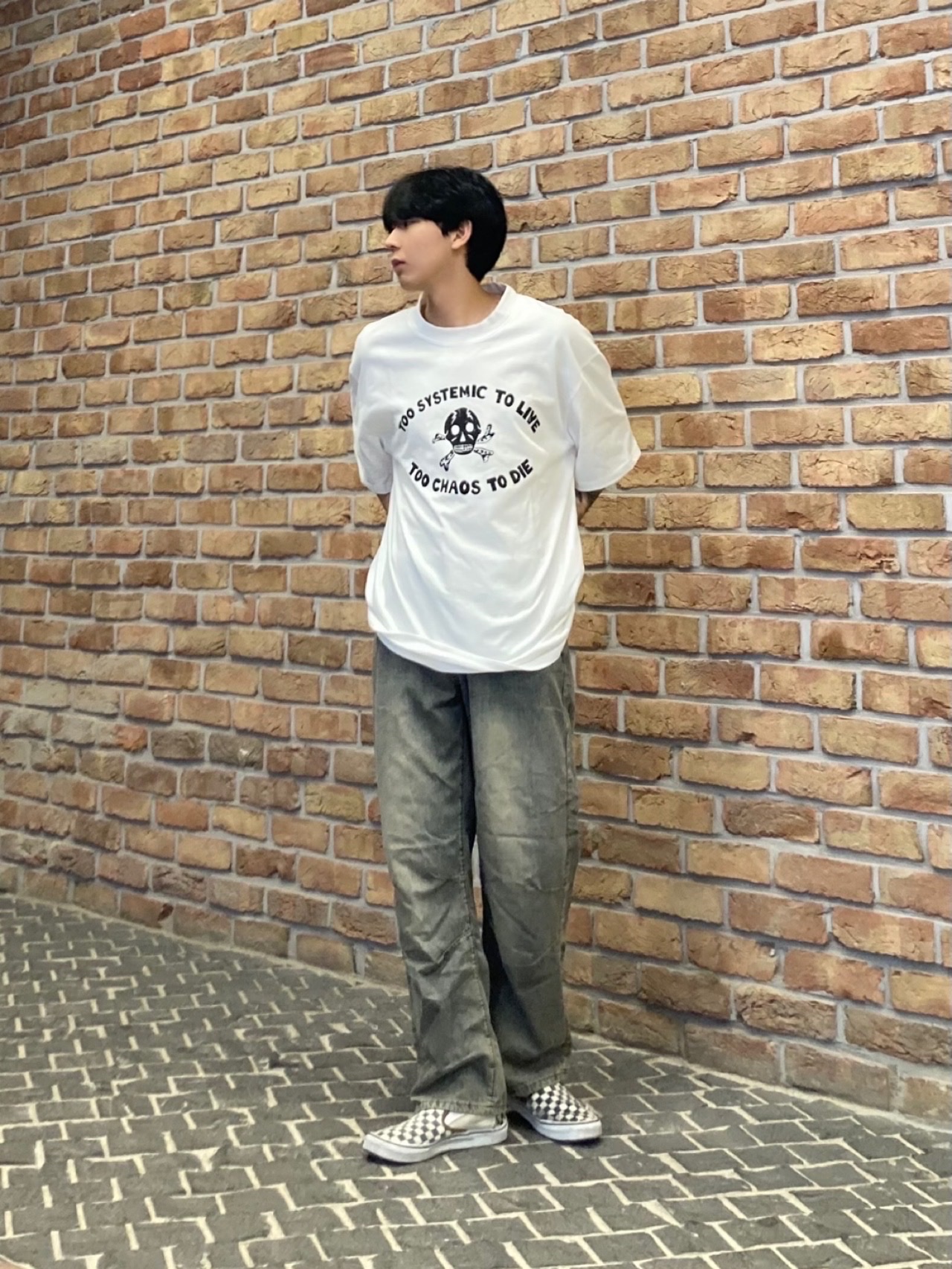 Vans Slip-On Checkerboard 착용 스타일 - 3