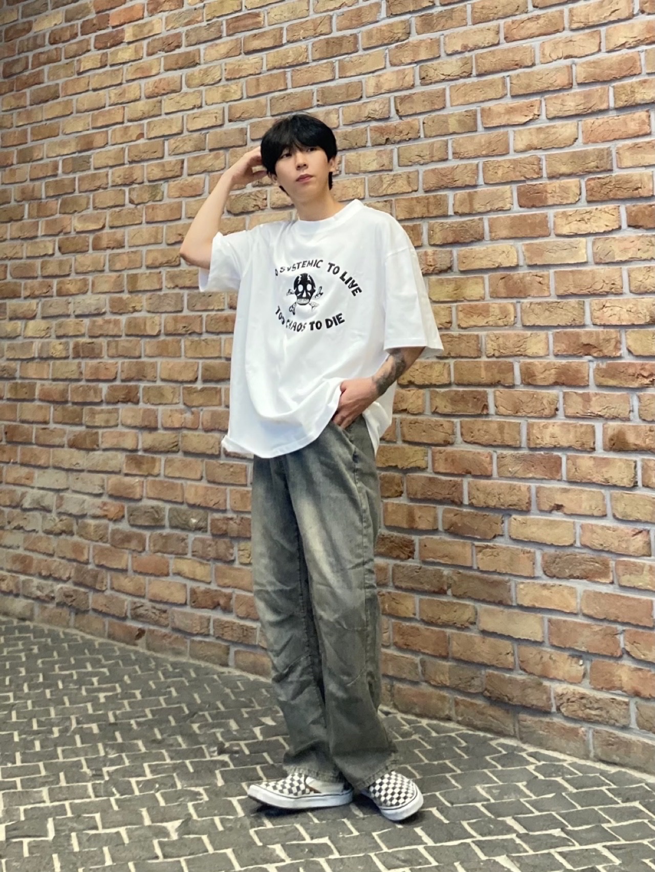Vans Slip-On Checkerboard 착용 스타일 - 2