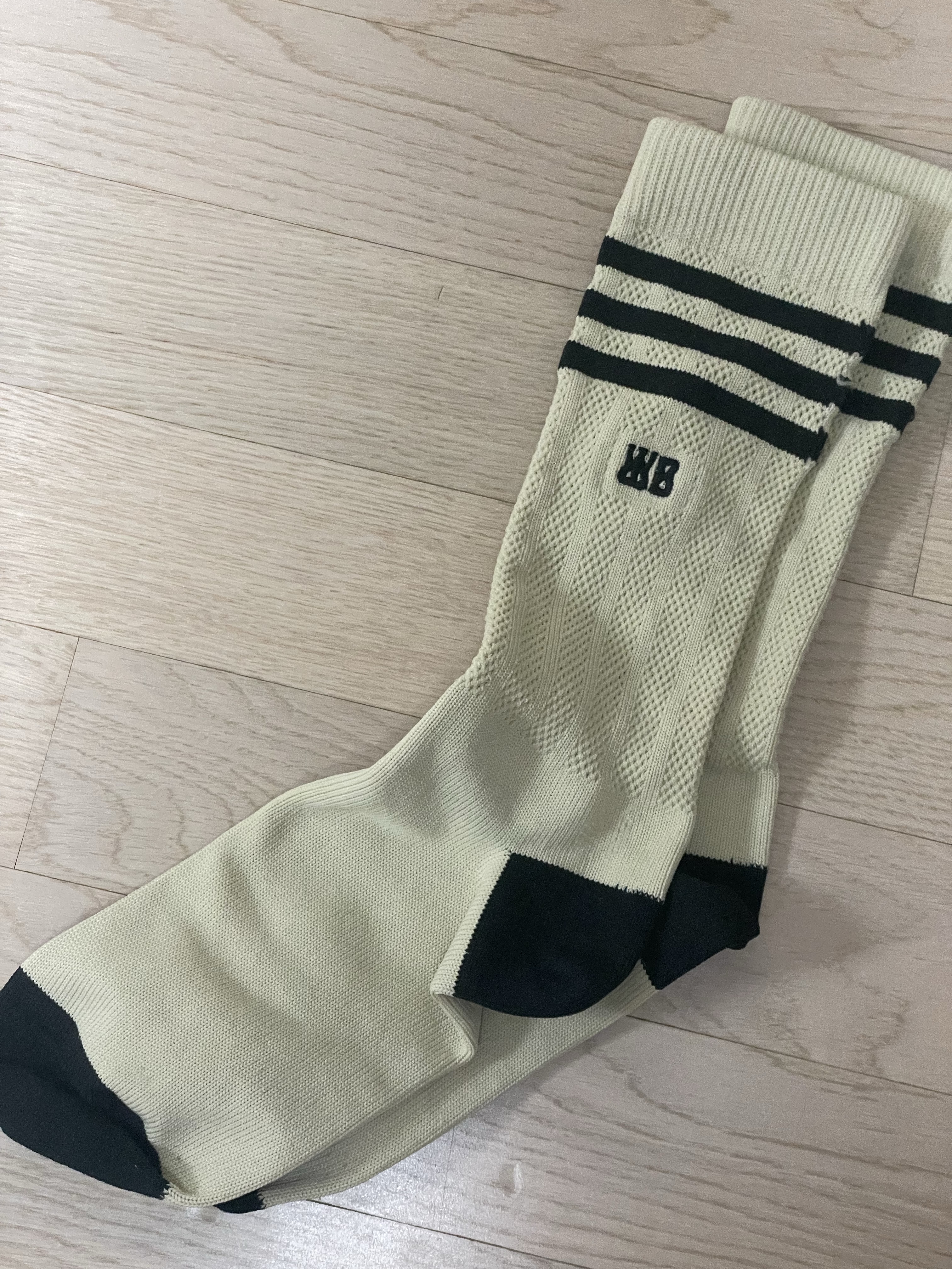 Adidas x Wales Bonner Crew Socks Sandy Beige Black 착용 스타일