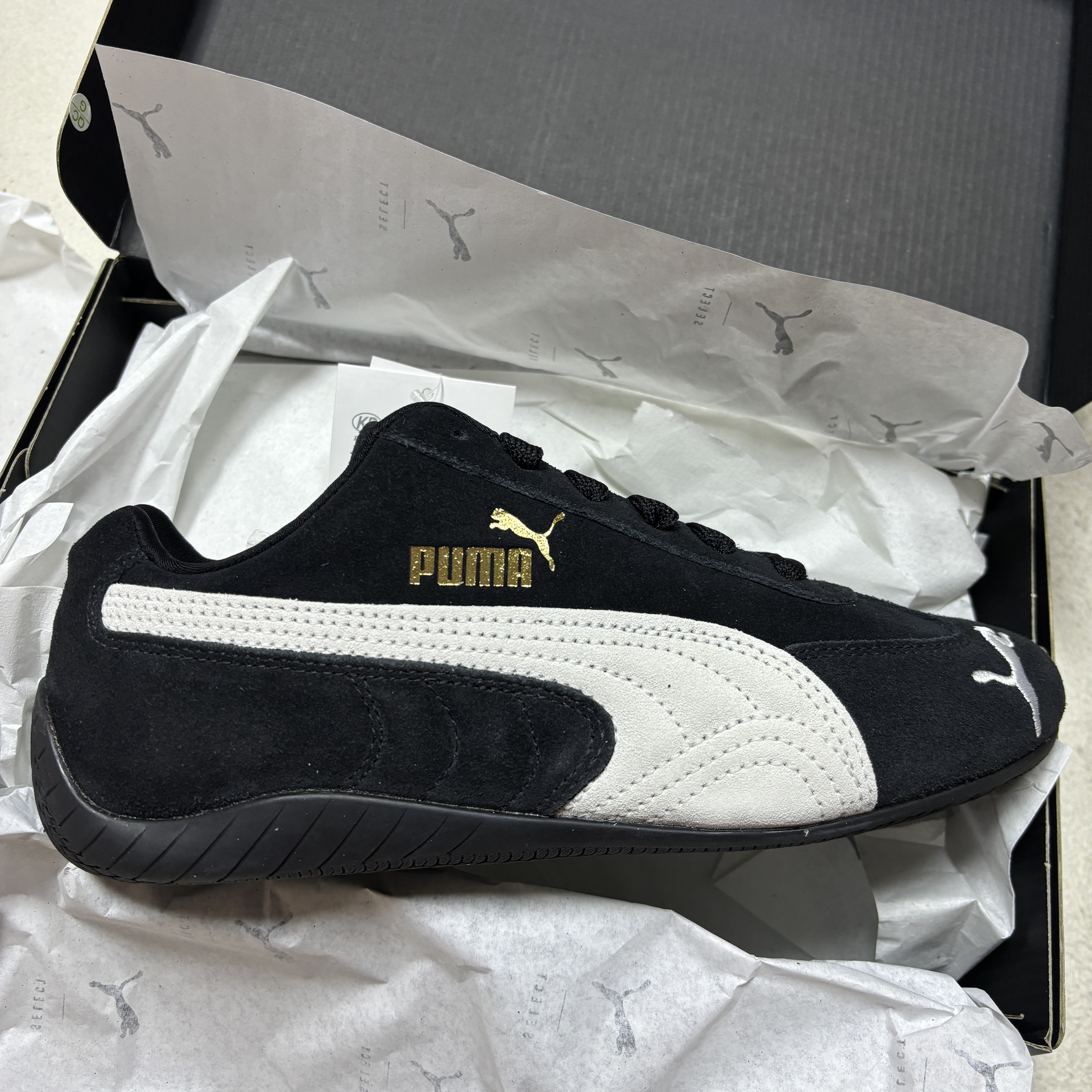 Puma Speedcat OG Black White 착용 스타일 - 1