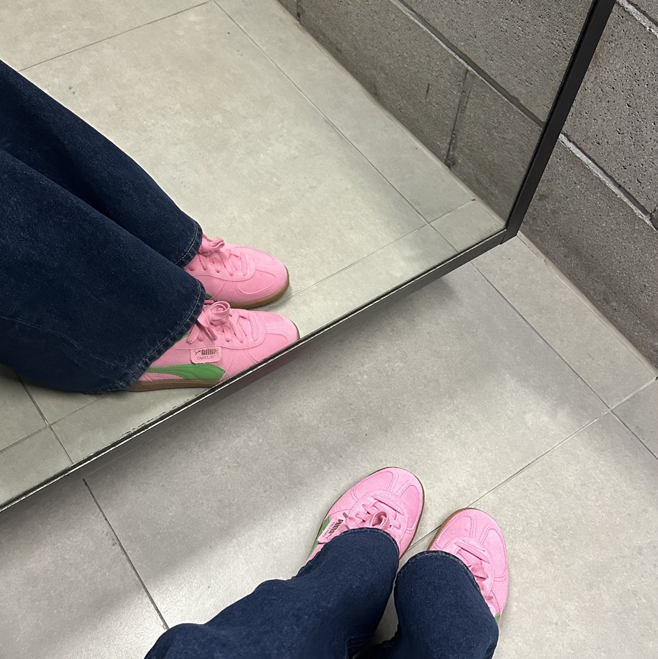Puma Palermo Special Pink Delight Green 착용 스타일 - 1