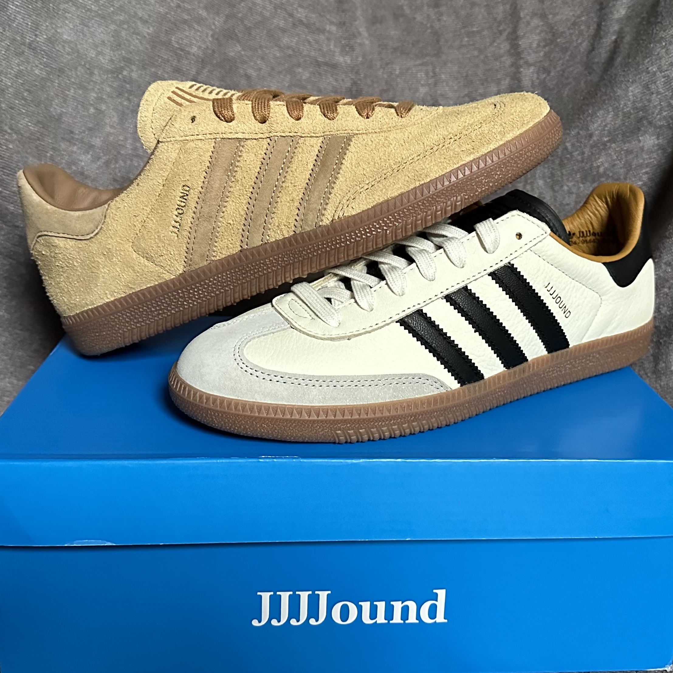 Adidas x JJJJound Samba OG Mesa, Adidas x JJJJound Samba OG Off White Core Black 착용 스타일 - 3