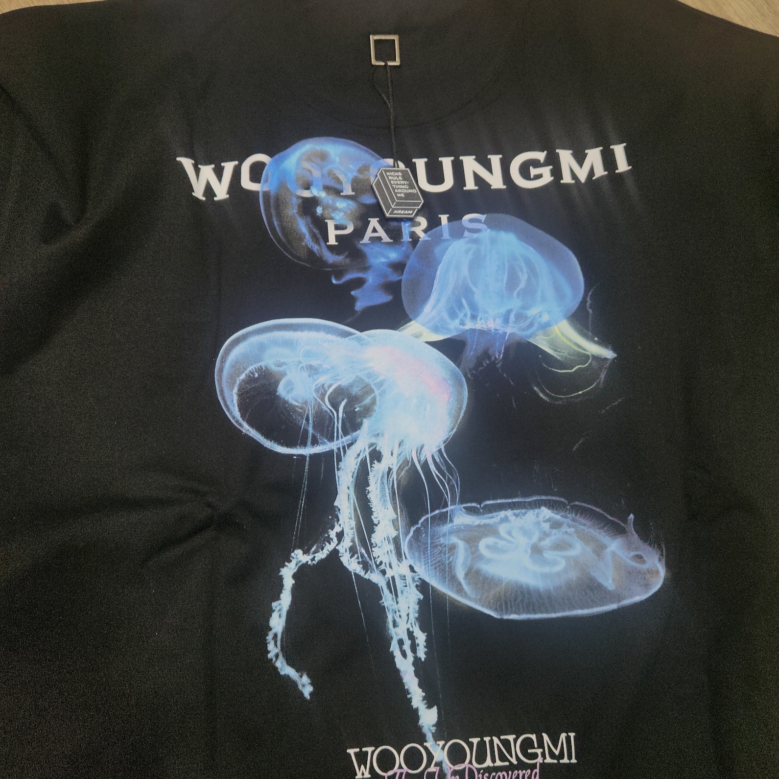 Wooyoungmi Luminous Jellyfish Back Logo T-Shirt Black - 24SS, Wooyoungmi Luminous Jellyfish Back Logo T-Shirt Black - 24SS 착용 스타일 - 1