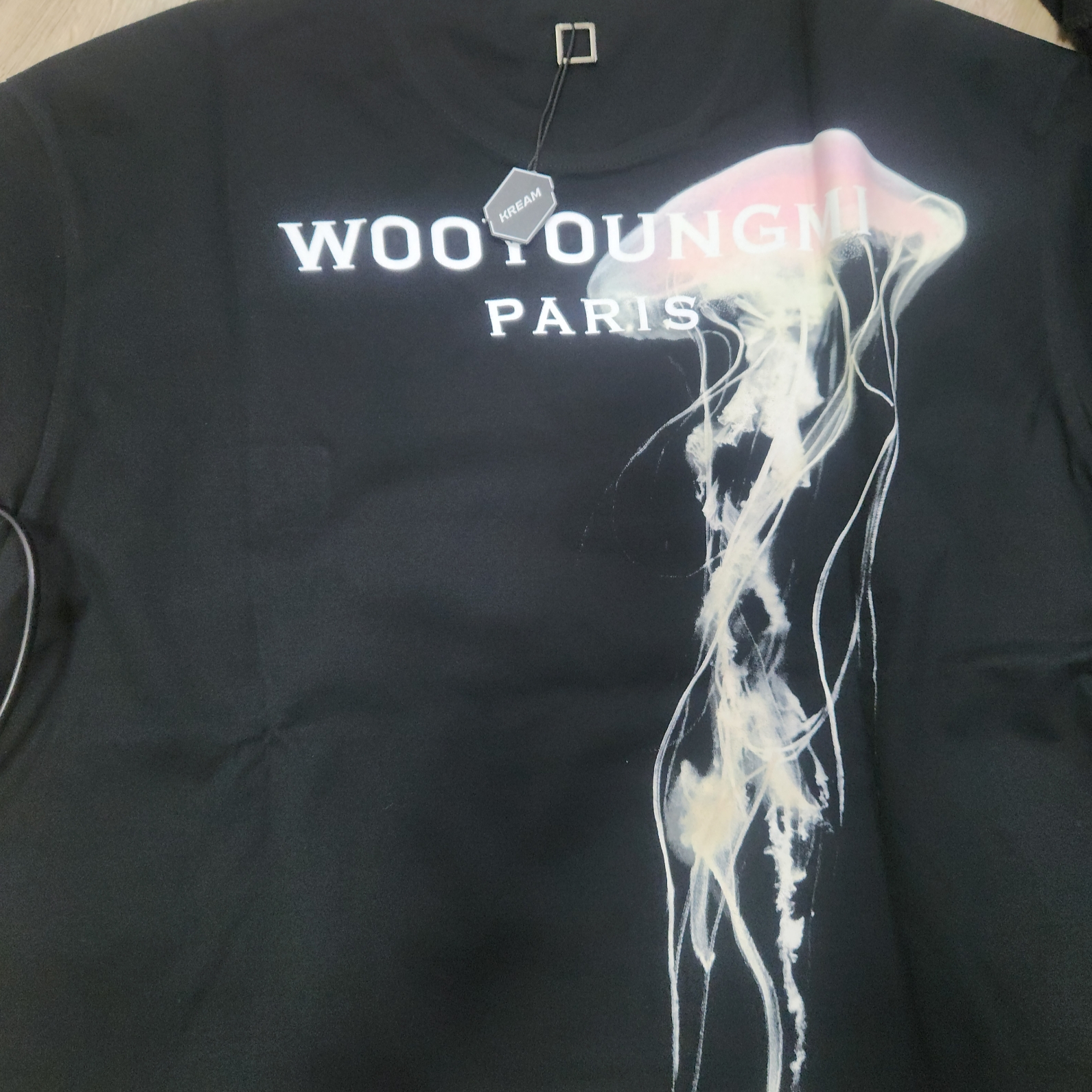 Wooyoungmi Luminous Jellyfish Back Logo T-Shirt Black - 24SS, Wooyoungmi Luminous Jellyfish Back Logo T-Shirt Black - 24SS 착용 스타일 - 2