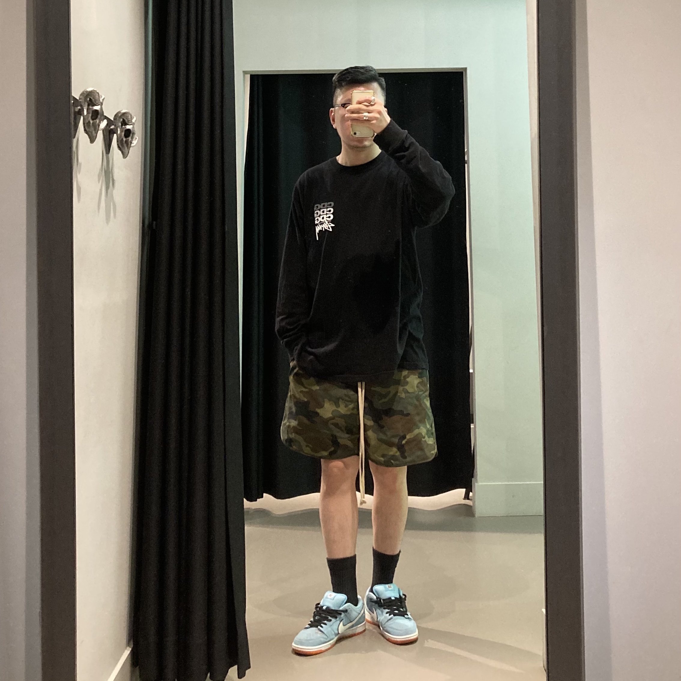Stussy x CDG Dot LS T-Shirt Black 착용 스타일