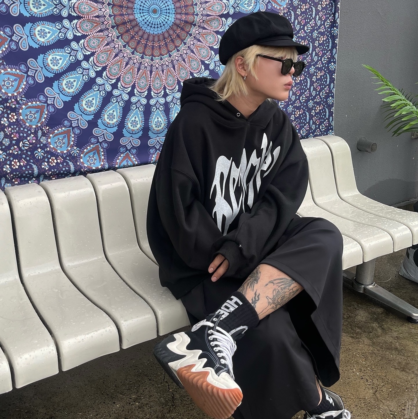Converse Run Star Motion High Black 착용 스타일 - 1