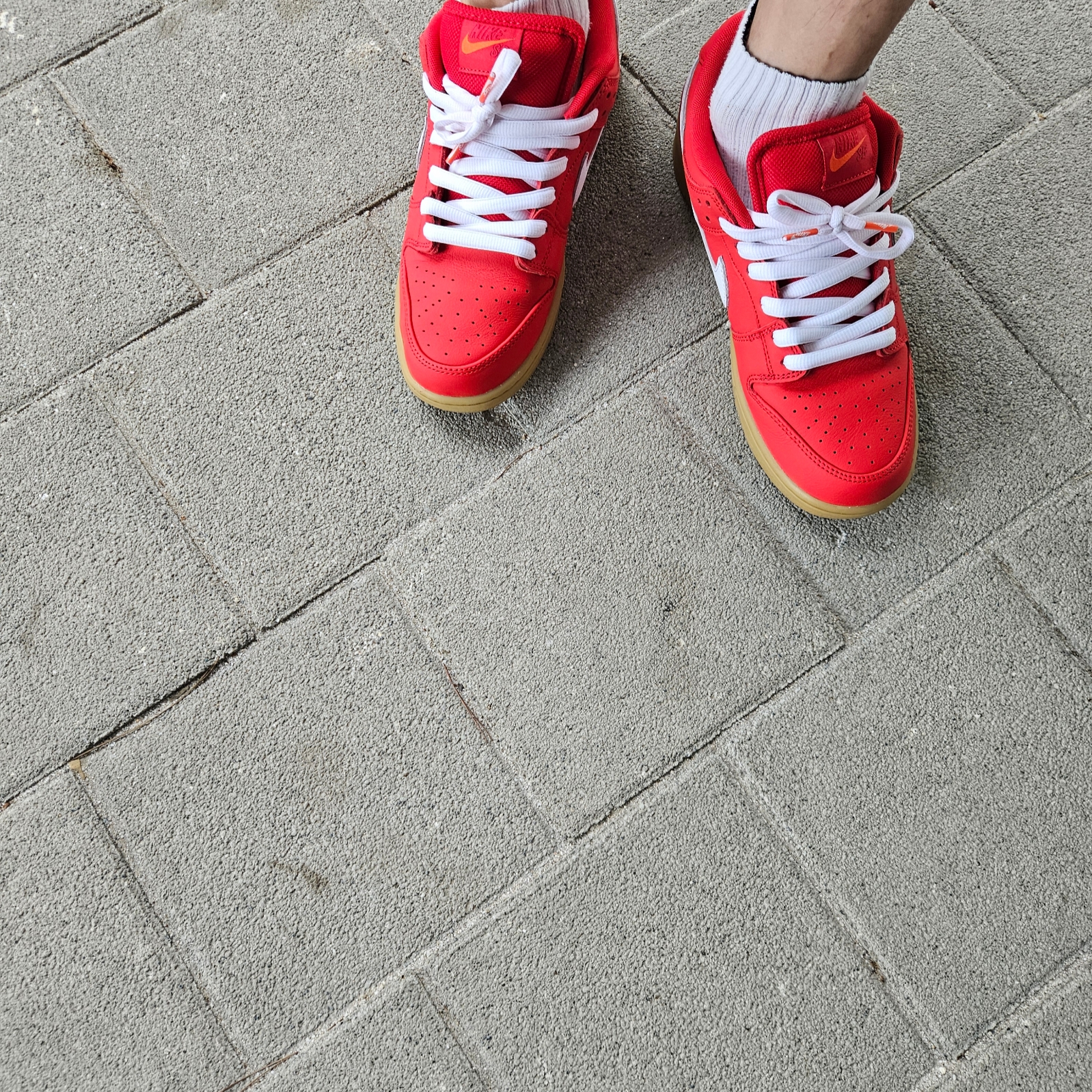 Nike SB Dunk Low Pro University Red White 착용 스타일 - 3