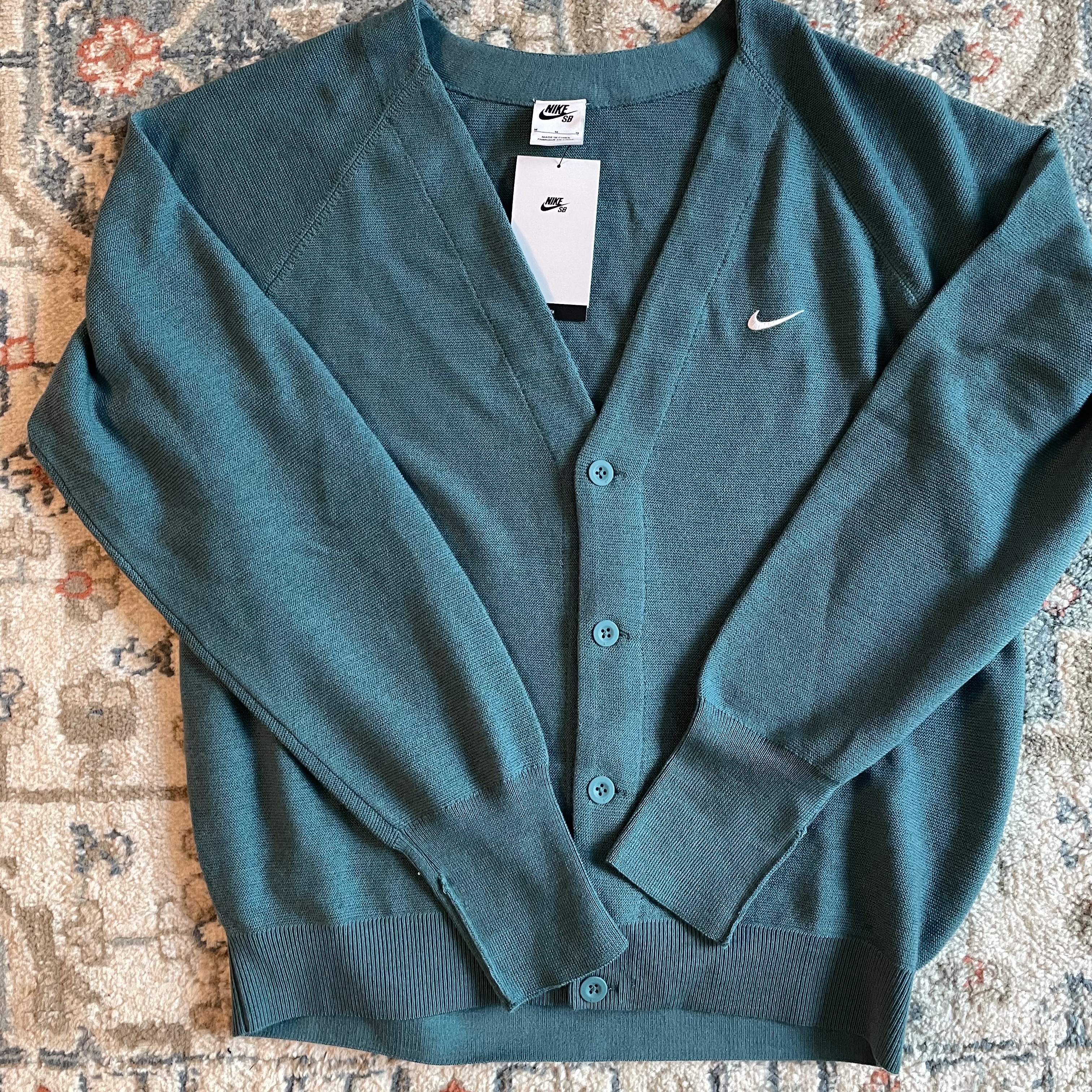 Nike SB Skateboarding Cardigan Mineral Teal - Asia 착용 스타일 - 1