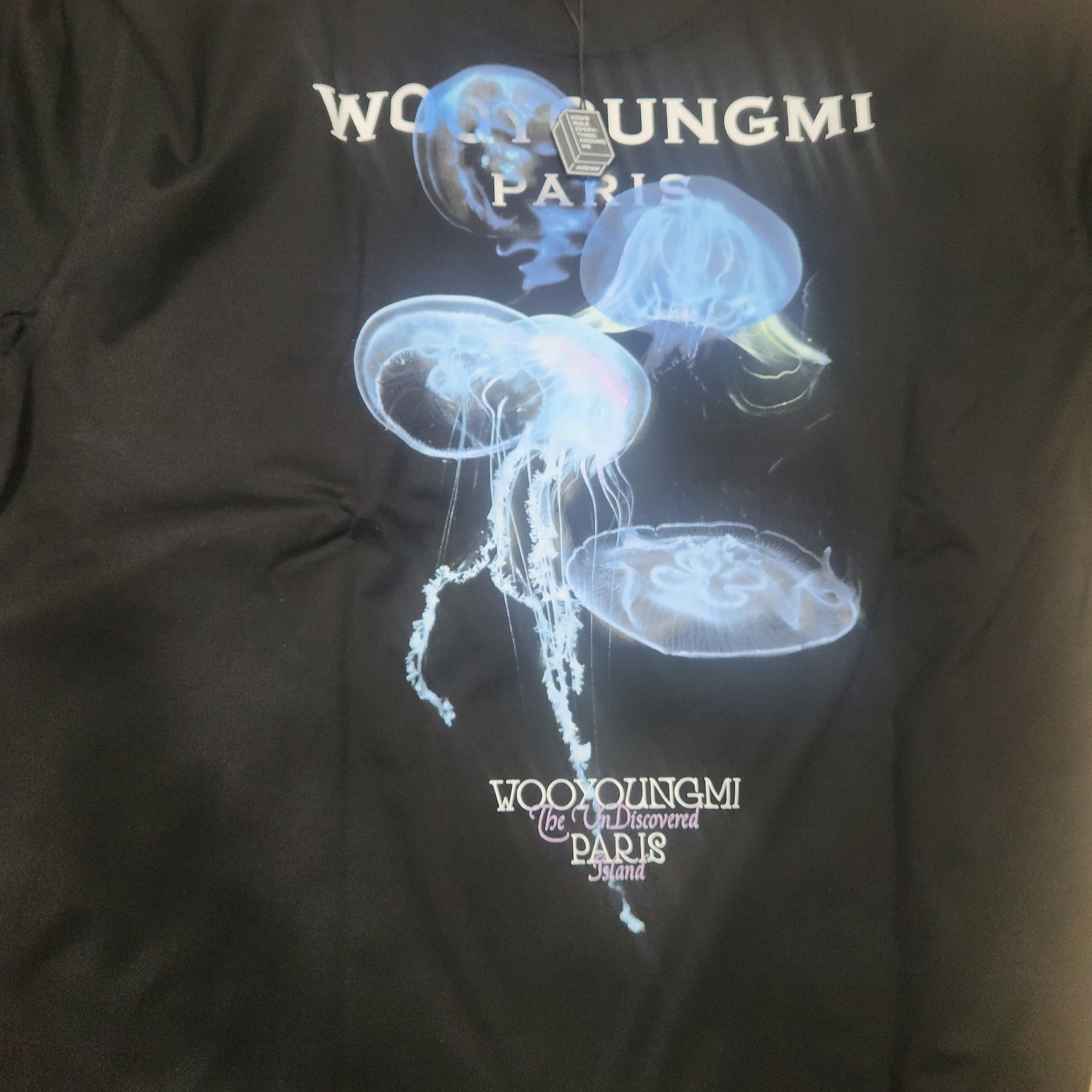 Wooyoungmi Luminous Jellyfish Back Logo T-Shirt Black - 24SS, Wooyoungmi Luminous Jellyfish Back Logo T-Shirt Black - 24SS 착용 스타일 - 4