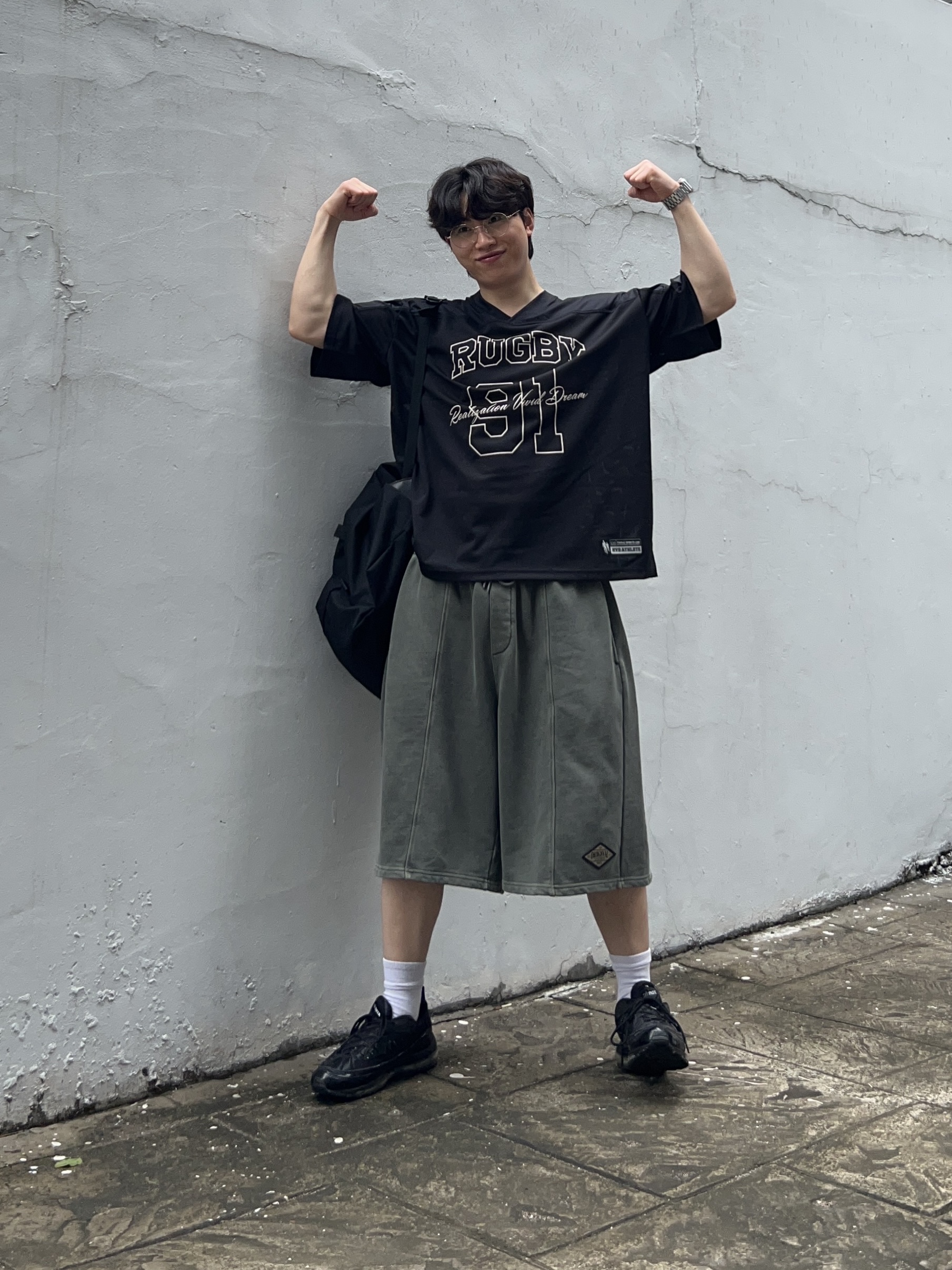 Nike x Supreme Air Max 98 Black, Comme des Garcons Homme Plus Nylon Backpack Large Black 착용 스타일 - 4