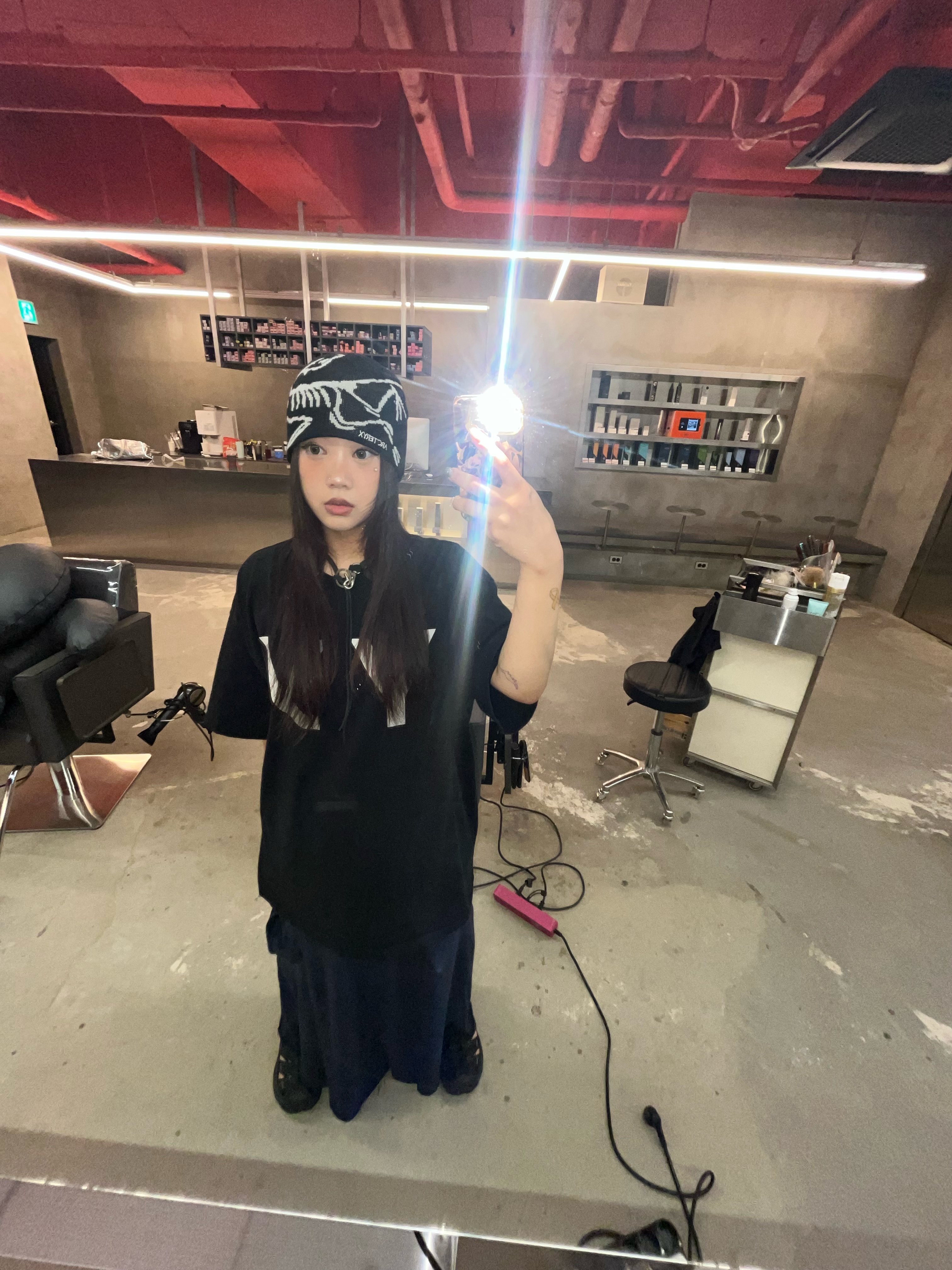 Our Legacy Ladon Leather Keychain Black, Arc'teryx Bird Head Toque Orca 착용 스타일 - 2