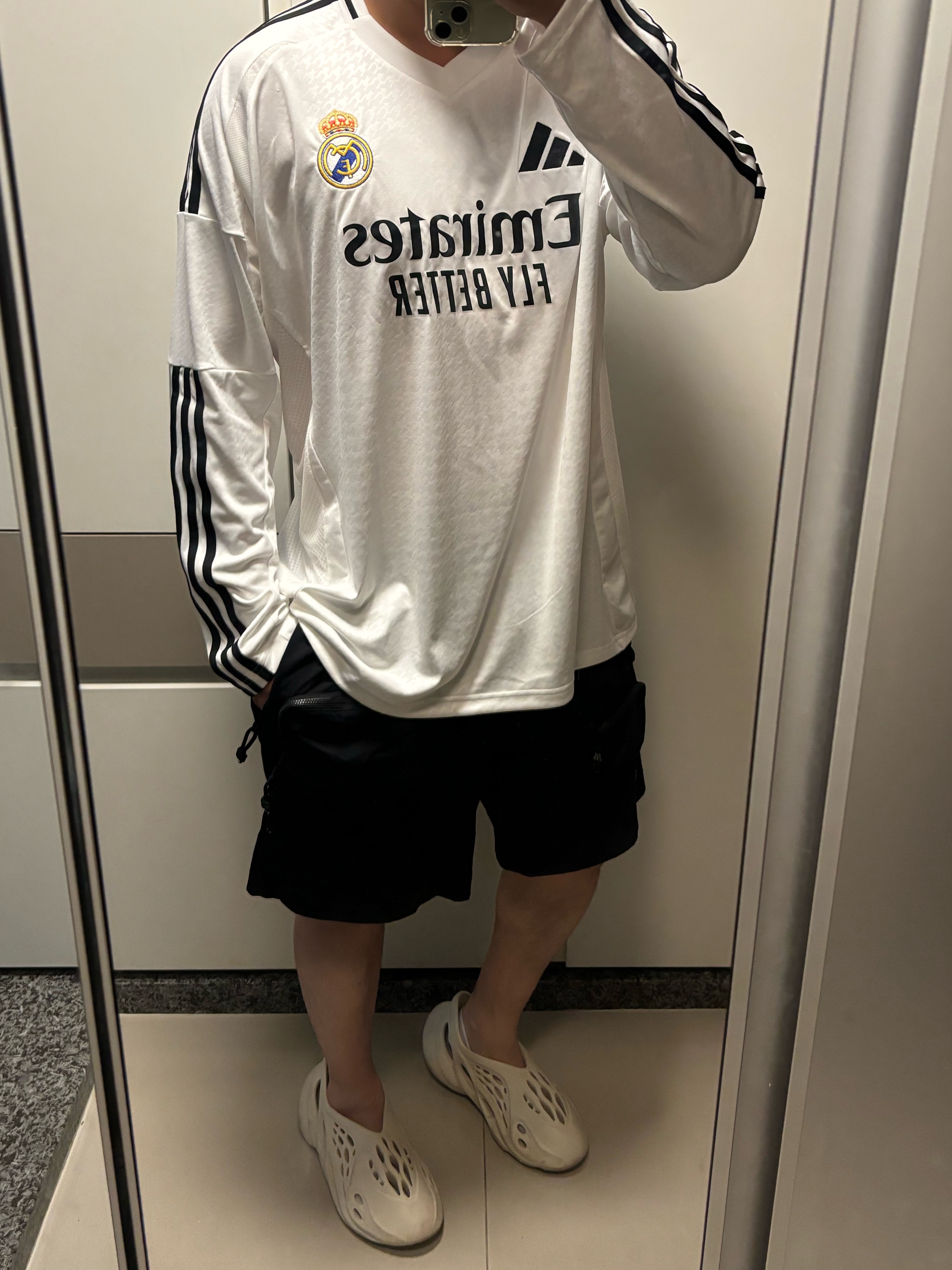 Adidas Real Madrid 2024/25 Home Long Sleeve Jersey White - KR Sizing (Non Marking Ver.), Adidas Real Madrid 2024/25 Home Jersey White - KR Sizing (Non Marking Ver.) 착용 스타일