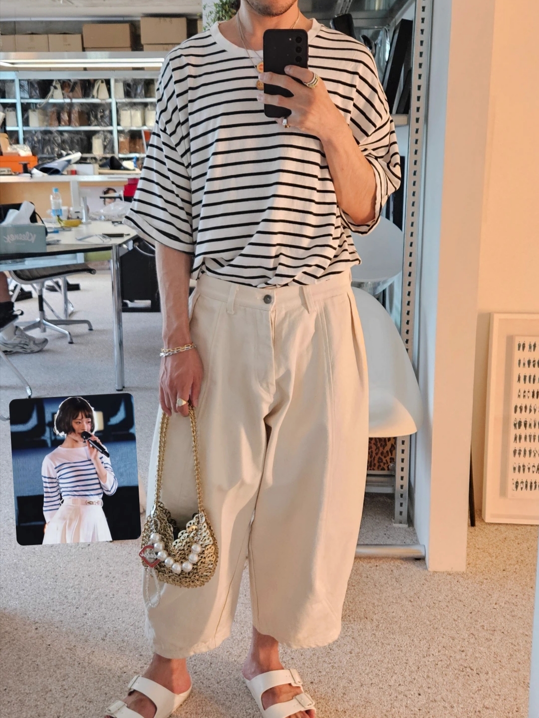 Birkenstock Arizona Essentials Eva White - Narrow 착용 스타일