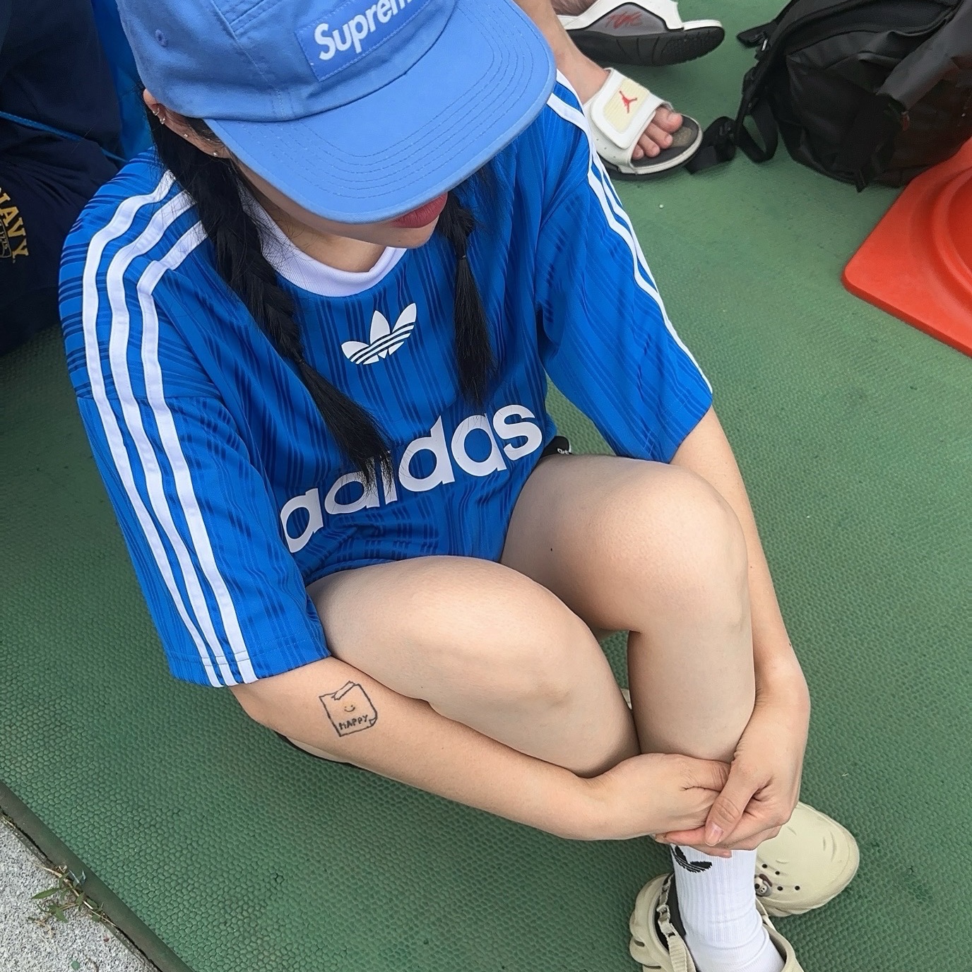 Supreme Washed Chino Twill Camp Cap Light Royal - 24SS, Adidas Adicolor T-Shirt Blue Bird White - US Sizing 착용 스타일 - 2