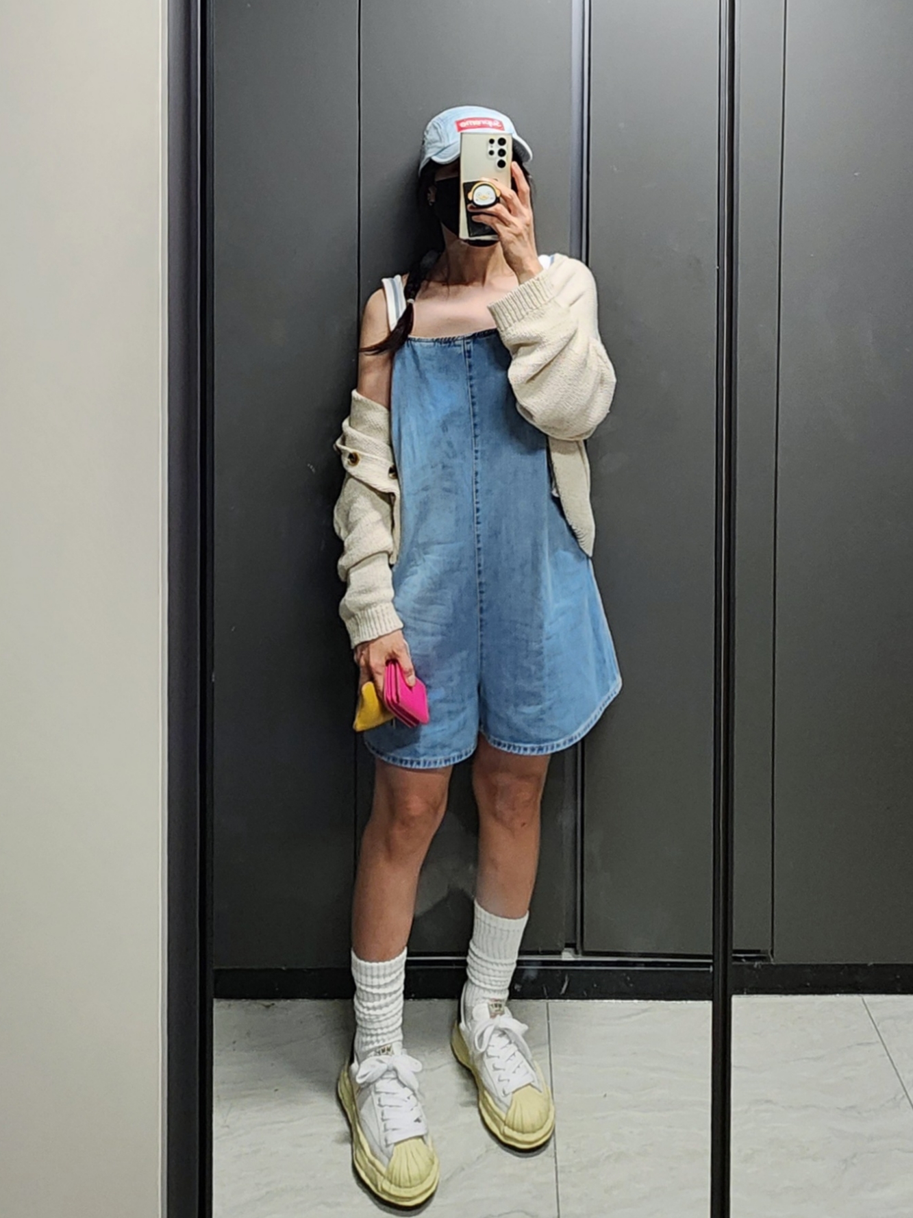 Maison Mihara Yasuhiro Blakey VL OG Sole Leather Low-top Sneakers White, Supreme Denim Camp Cap Washed Blue - 22FW 착용 스타일 - 2