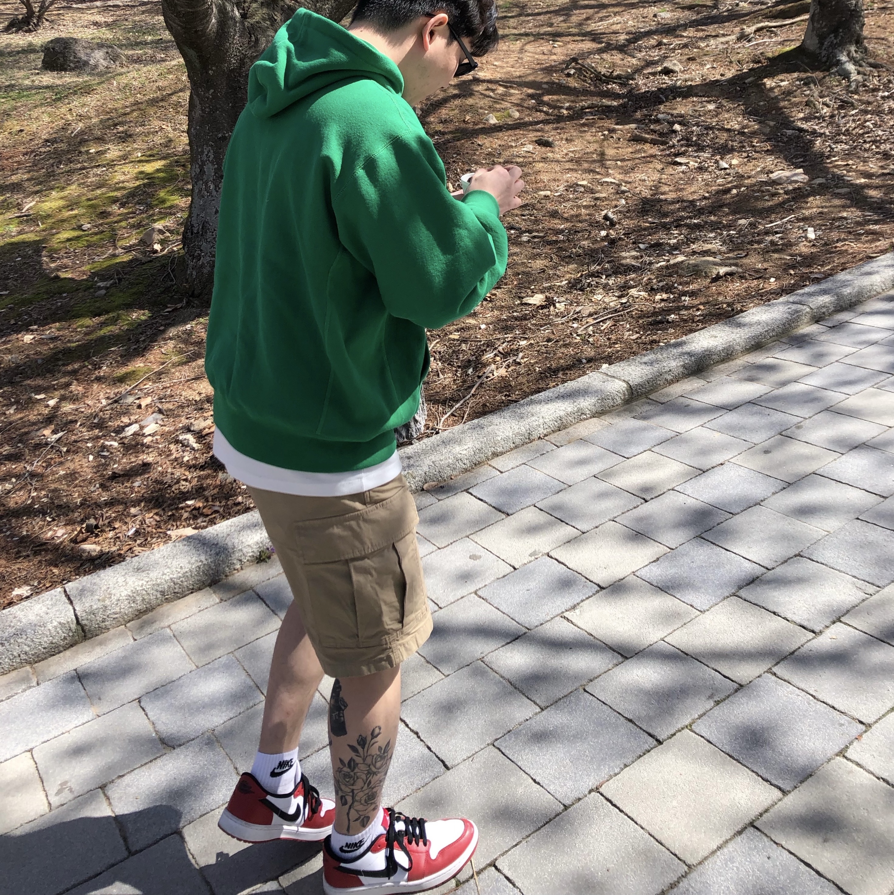 Supreme Collegiate Hooded Sweatshirt Dark Green - 24SS, Jordan 1 Low Golf Chicago 착용 스타일