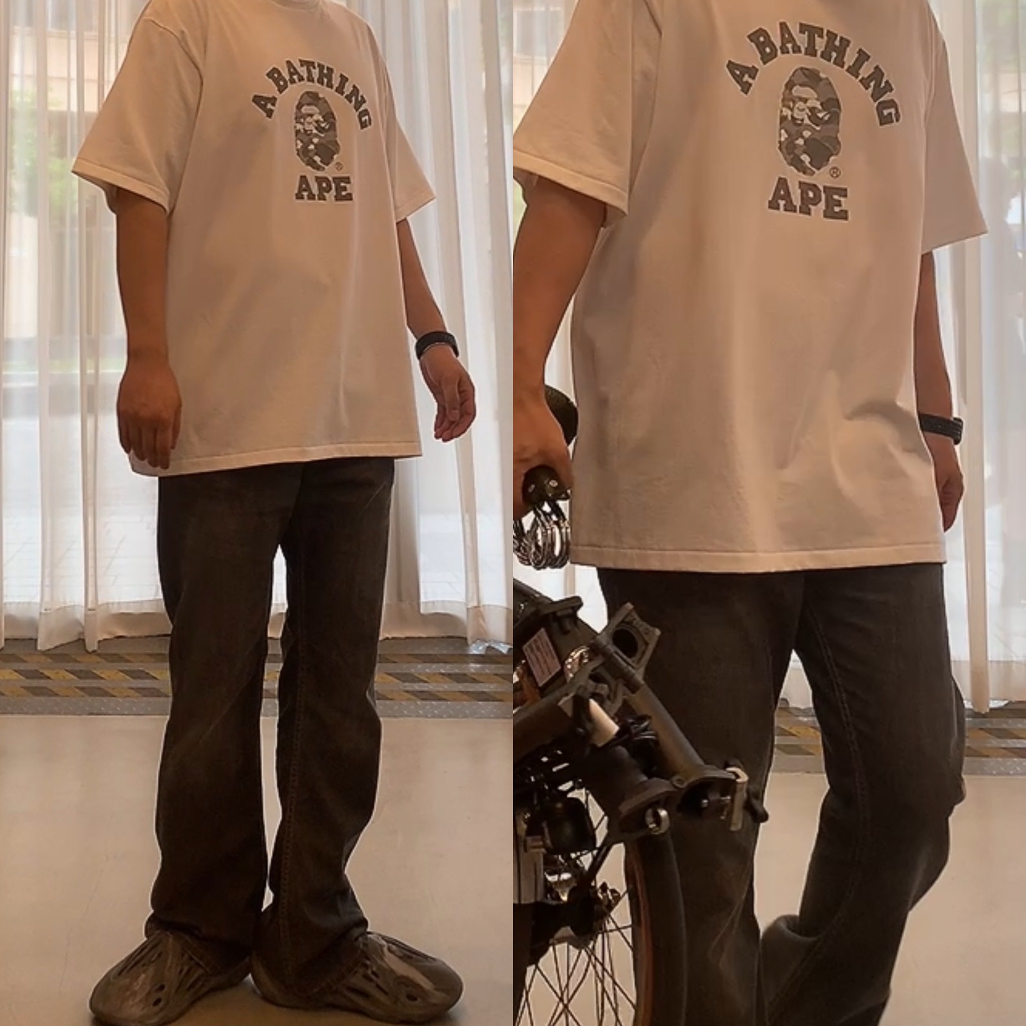 BAPE City Camo College T-Shirt White Grey 착용 스타일