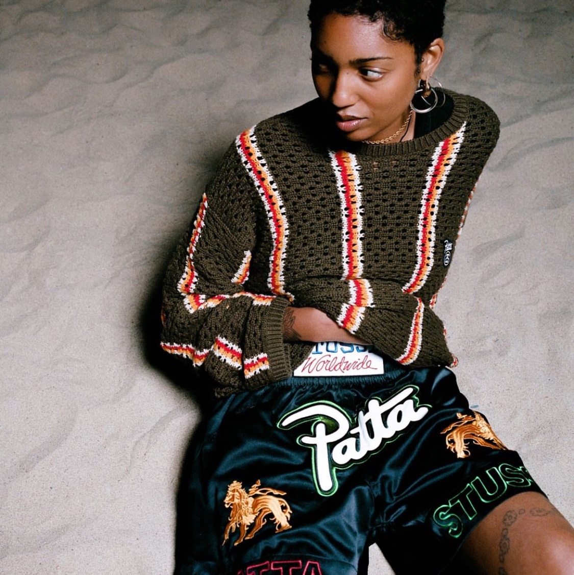 Nike x Patta Varsity Jacket Black Yellow - Asia, Stussy x Patta Boxing Short Black 착용 스타일 - 4