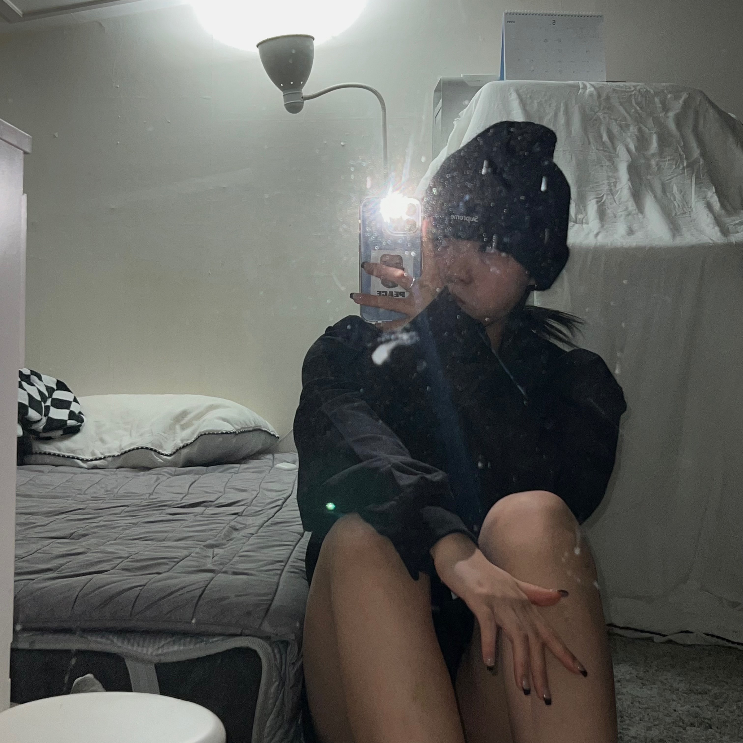 Stussy All Caps LS T-Shirt Black, Supreme Mohair Beanie Black - 23FW 착용 스타일 - 2