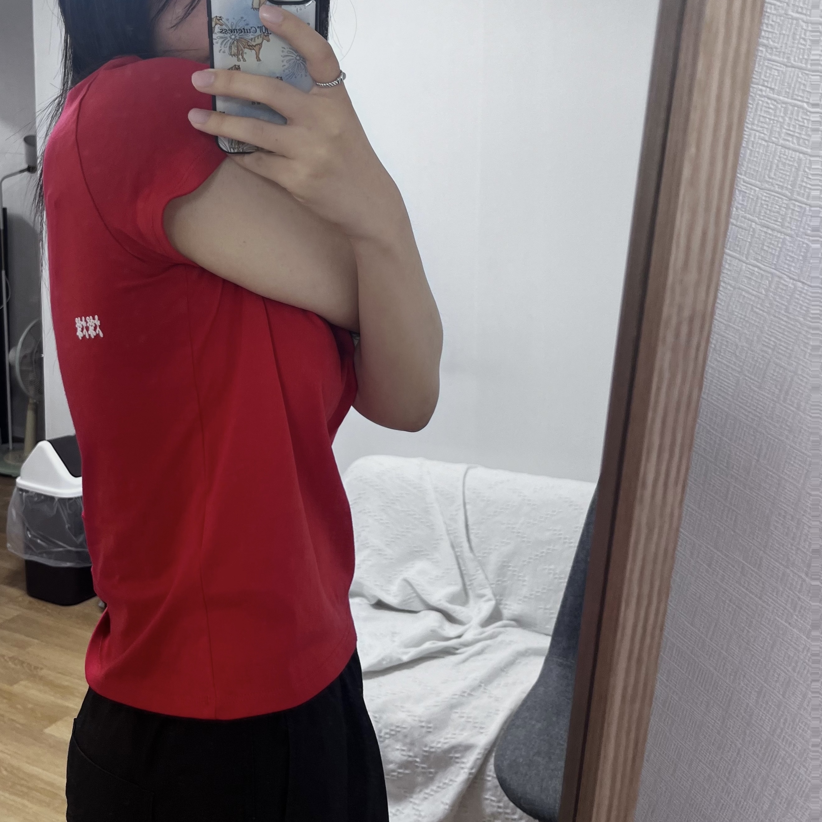 Sansan Gear Women Chan T-Shirt Red - 24SS 착용 스타일 - 2