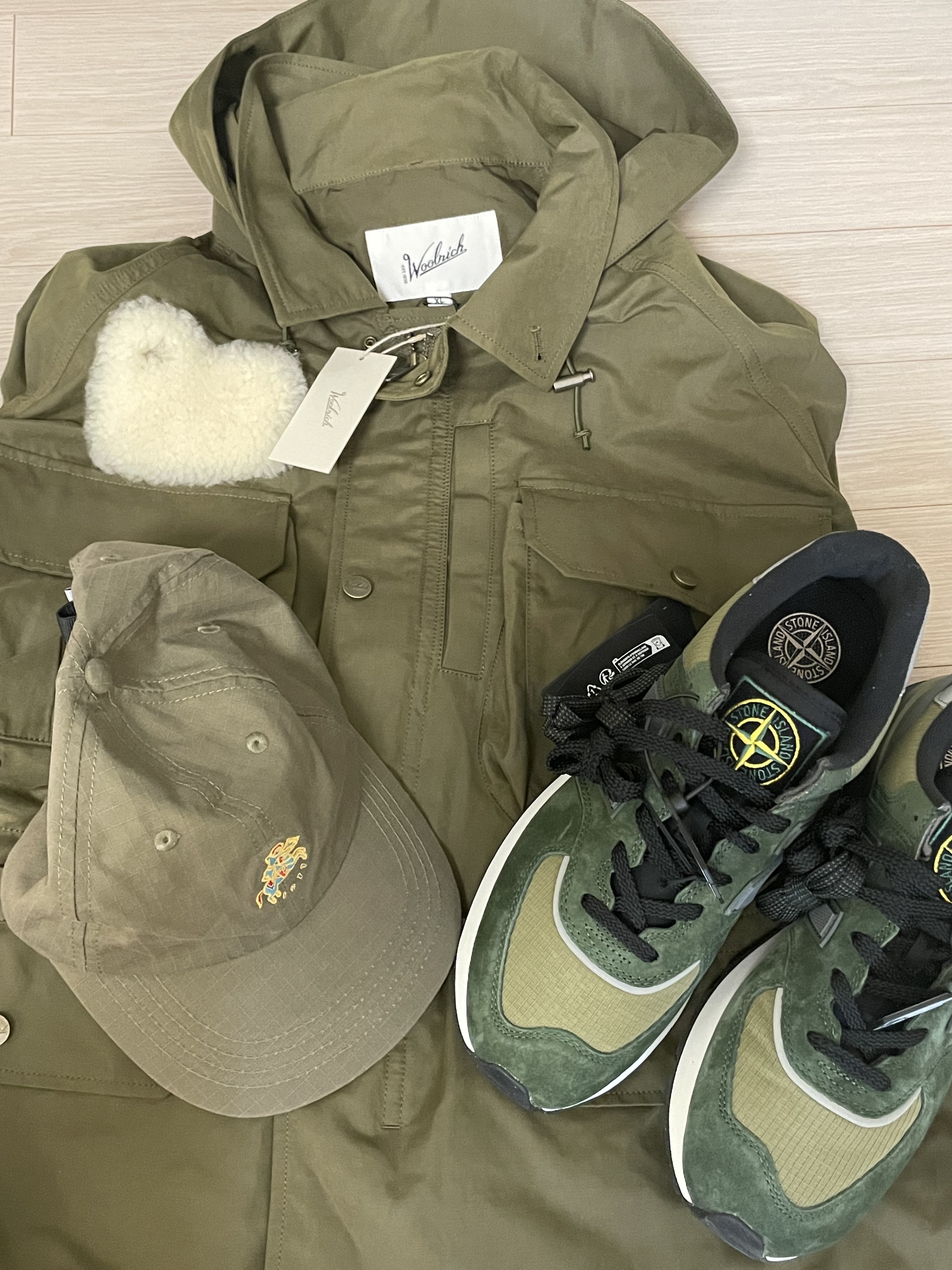 New Balance x Stone Island 574 Legacy Dark Green 착용 스타일
