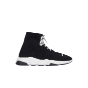 (Kids) Balenciaga Speed Lace-Up Recycled Knit Sneaker Black White