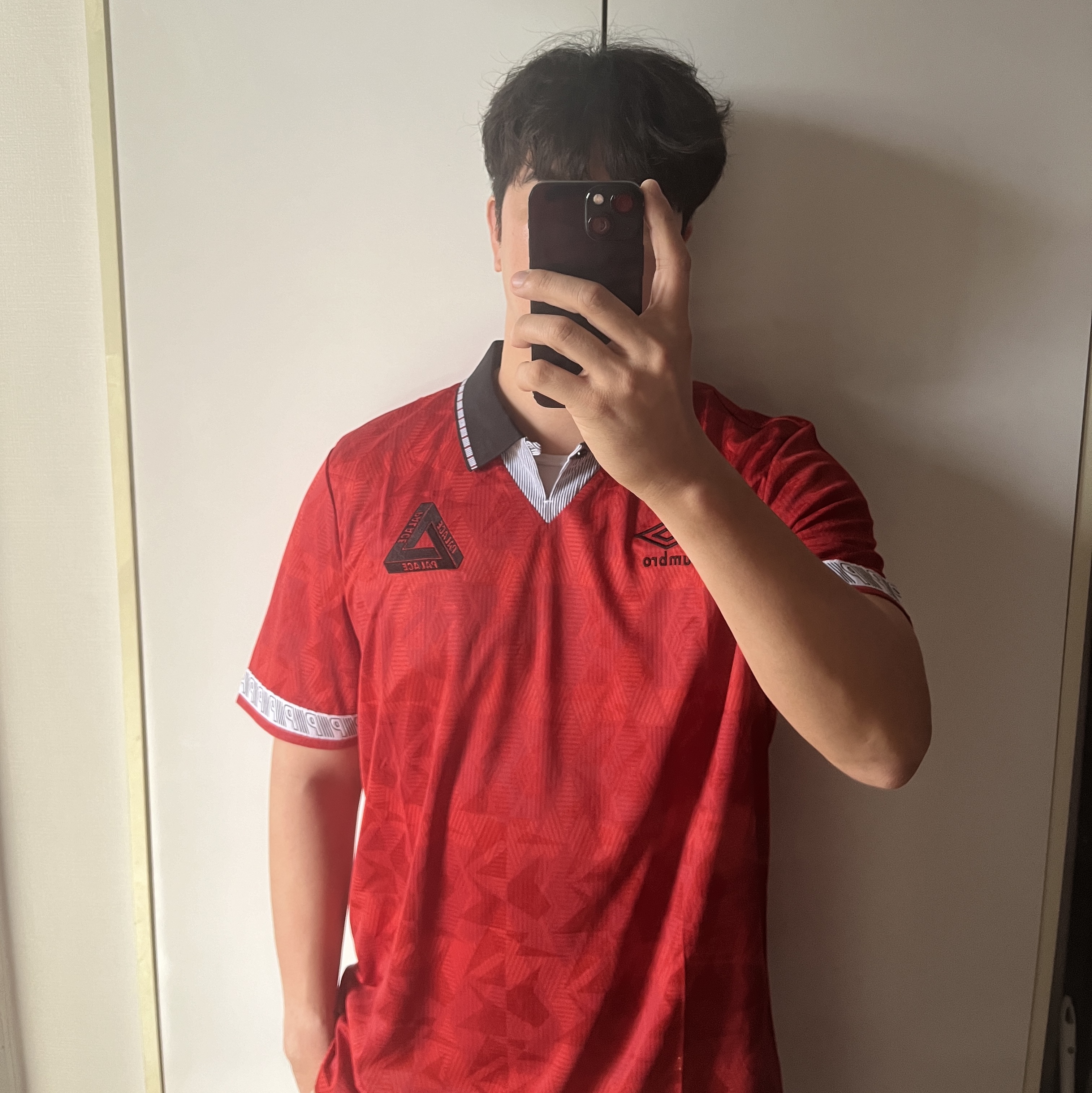 Palace x Umbro Classic Jersey Vermillion - 22FW 착용 스타일