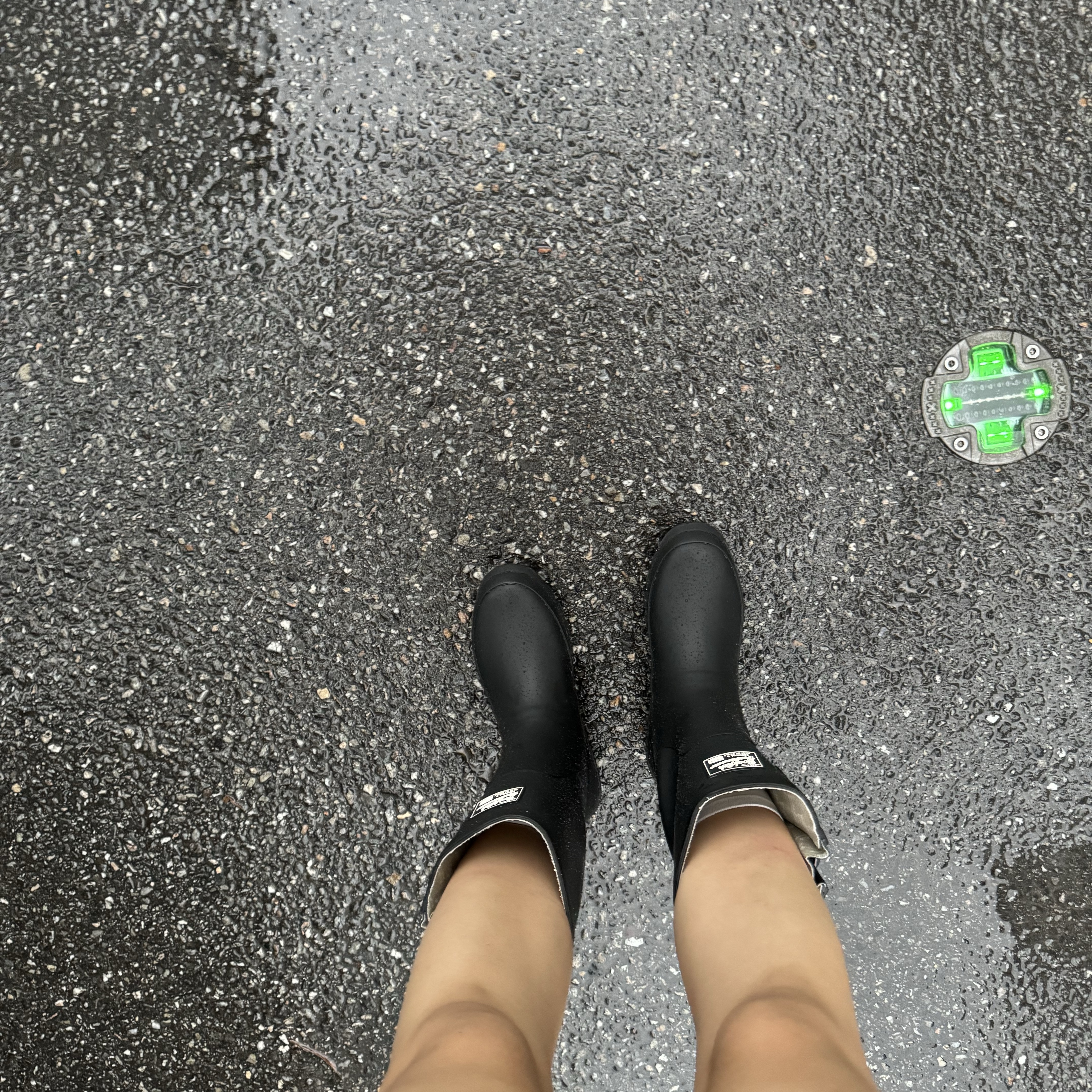 (W) Rockfishweatherwear Flatform Middle Rain Boots Black 착용 스타일 - 2