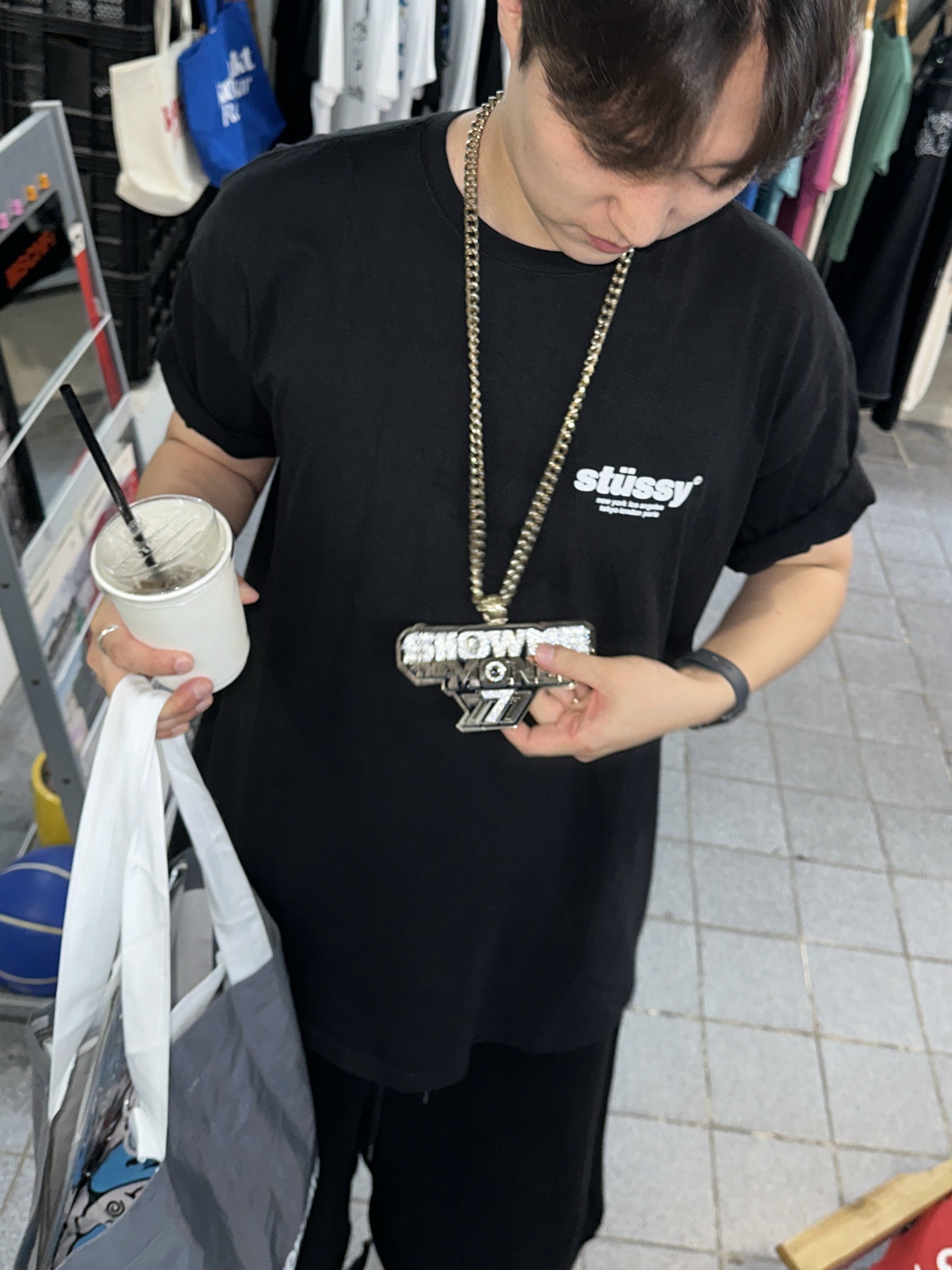Nike x Ambush Air Adjust Force SP Black and Psychic Purple, Stussy Gumball T-Shirt Black 착용 스타일 - 3