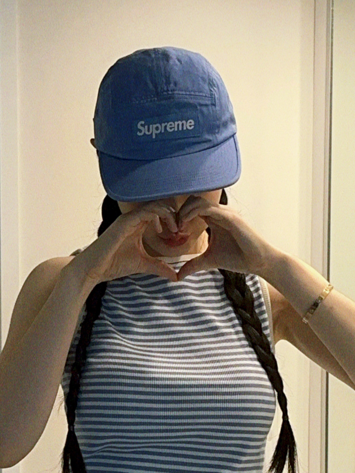Supreme Washed Chino Twill Camp Cap Light Royal - 24SS 착용 스타일 - 2