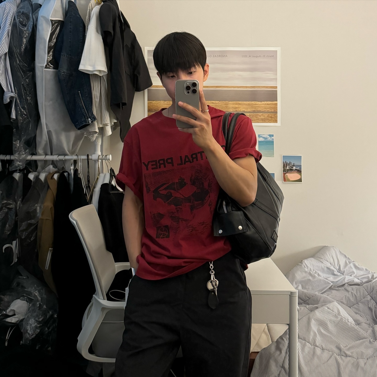 Millo Archive Central Prey T-Shirts Deep Red 착용 스타일 - 2