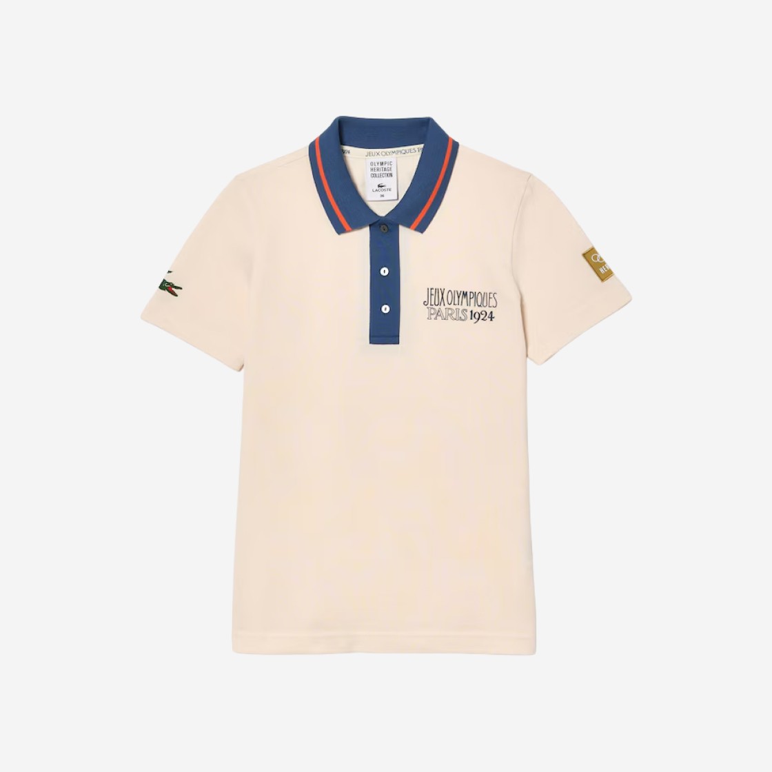 (W) Lacoste Olympic Heritage 1924 Paris Edition Sport Polo Shirt Beige Blue 상세 이미지 1