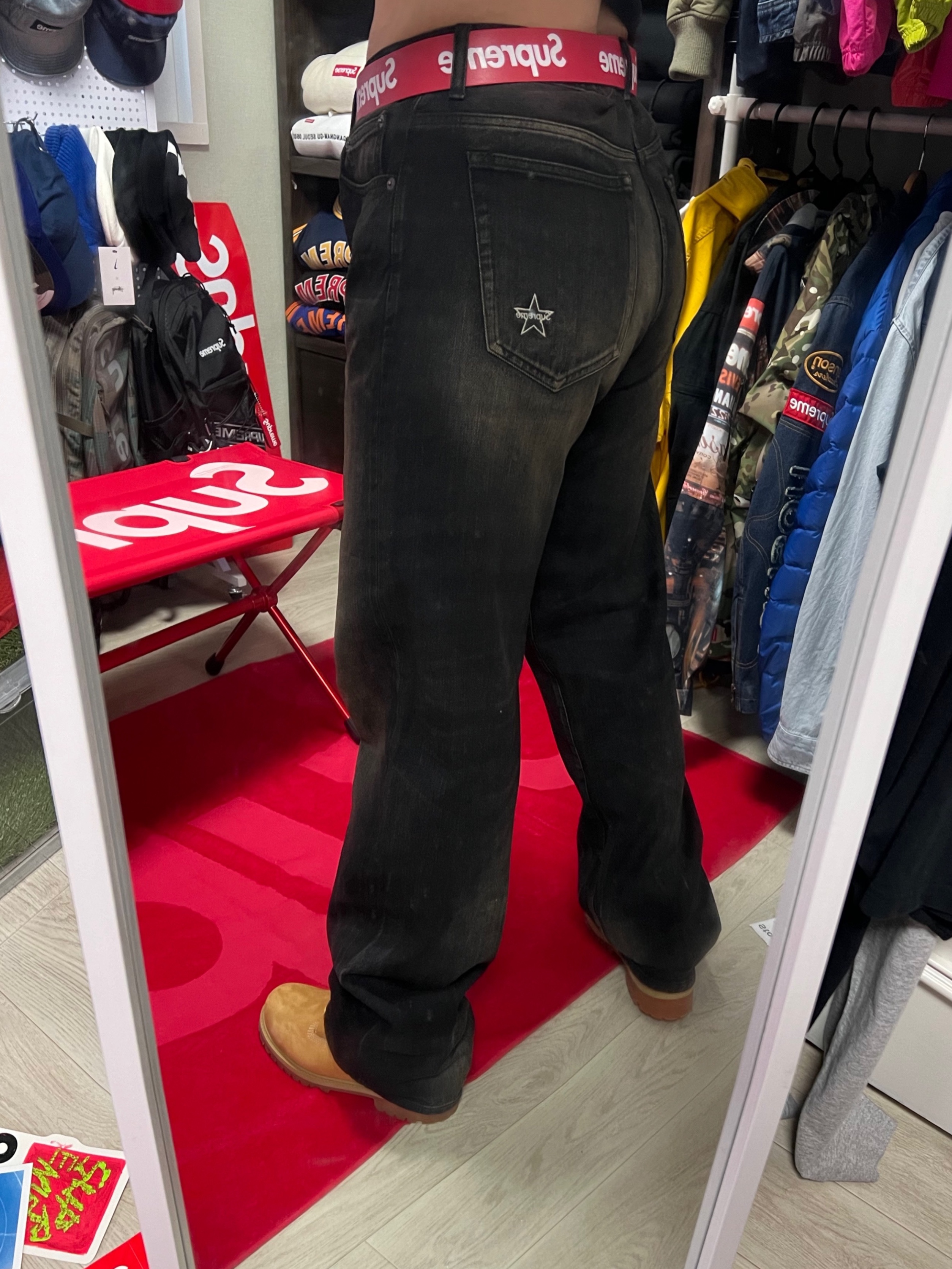 Supreme Distressed Loose Fit Selvedge Jean Washed Black - 24SS, (W) Timberland 6 Inch Premium Waterproof Boot Wheat Nubuck - Wide 착용 스타일 - 2