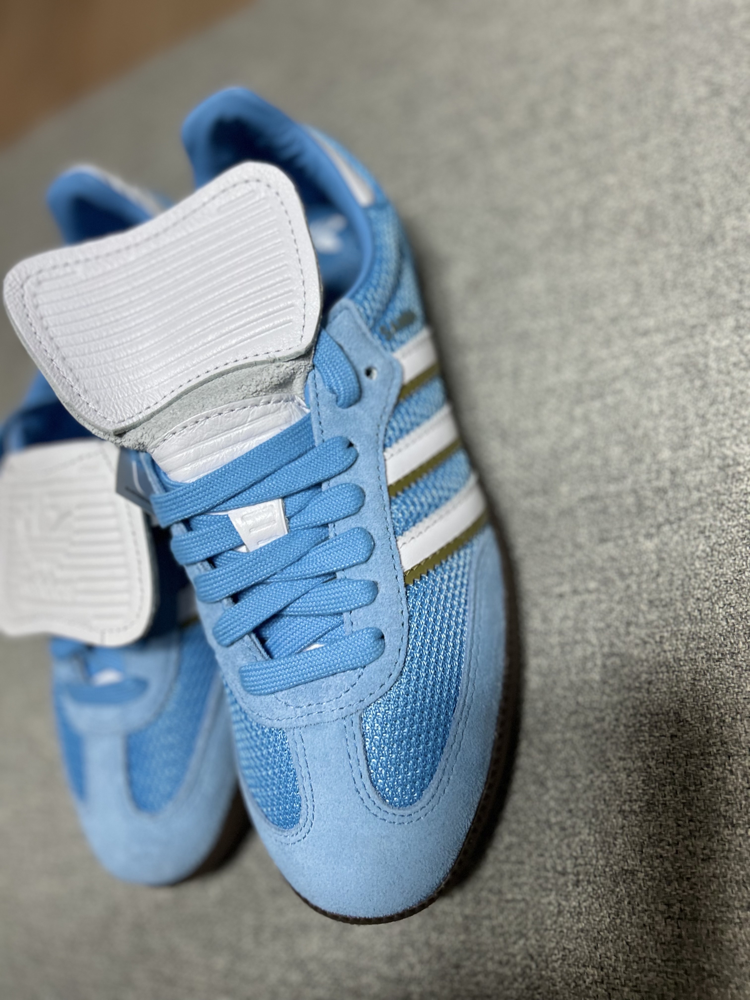 Adidas Samba LT Semi Blue Burst Cloud White Gum 착용 스타일