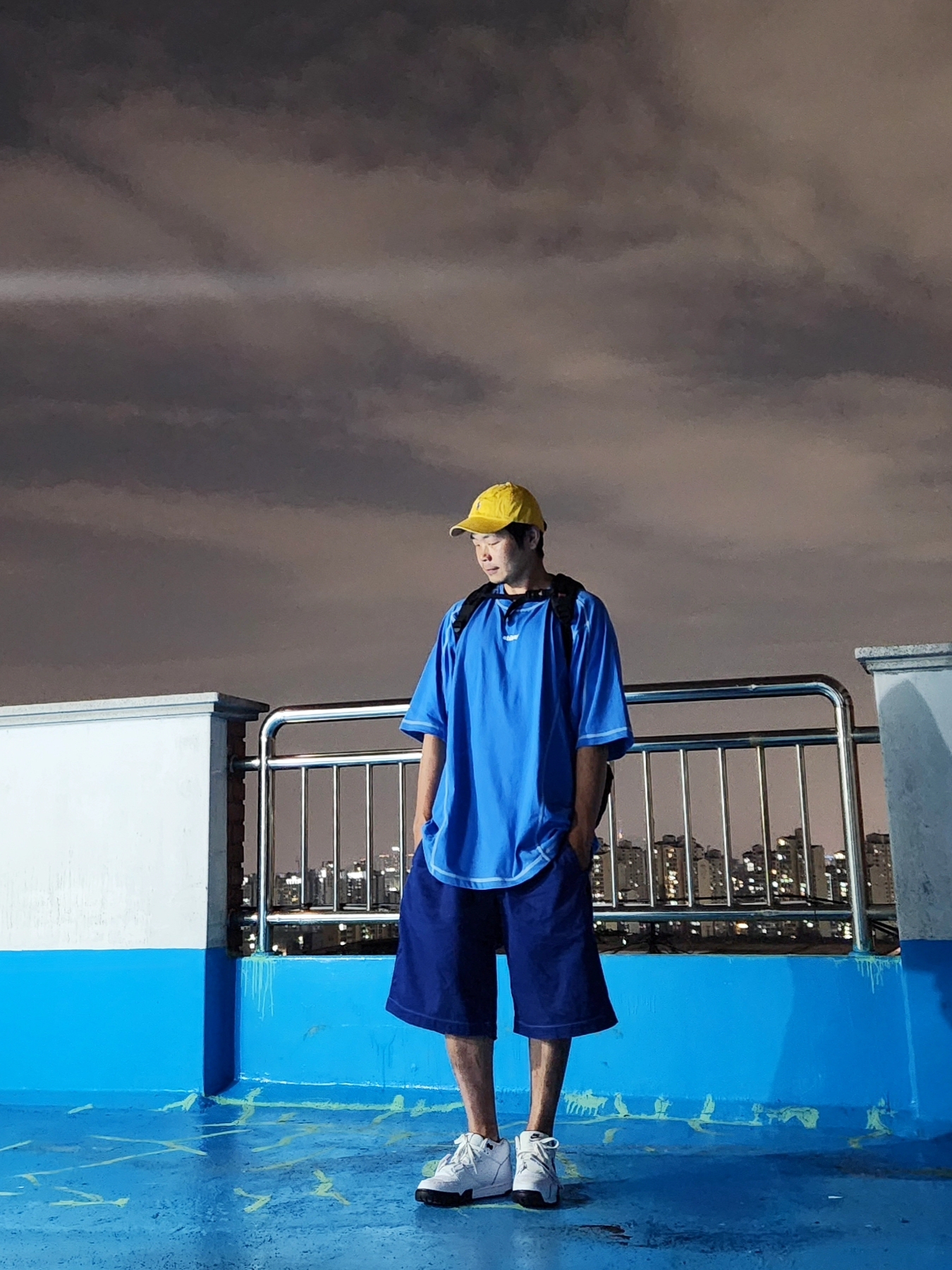 Polo Ralph Lauren Cotton Chino Ball Cap Yellow, Stussy Wave Cotton Crew T-Shirt Blue 착용 스타일 - 1