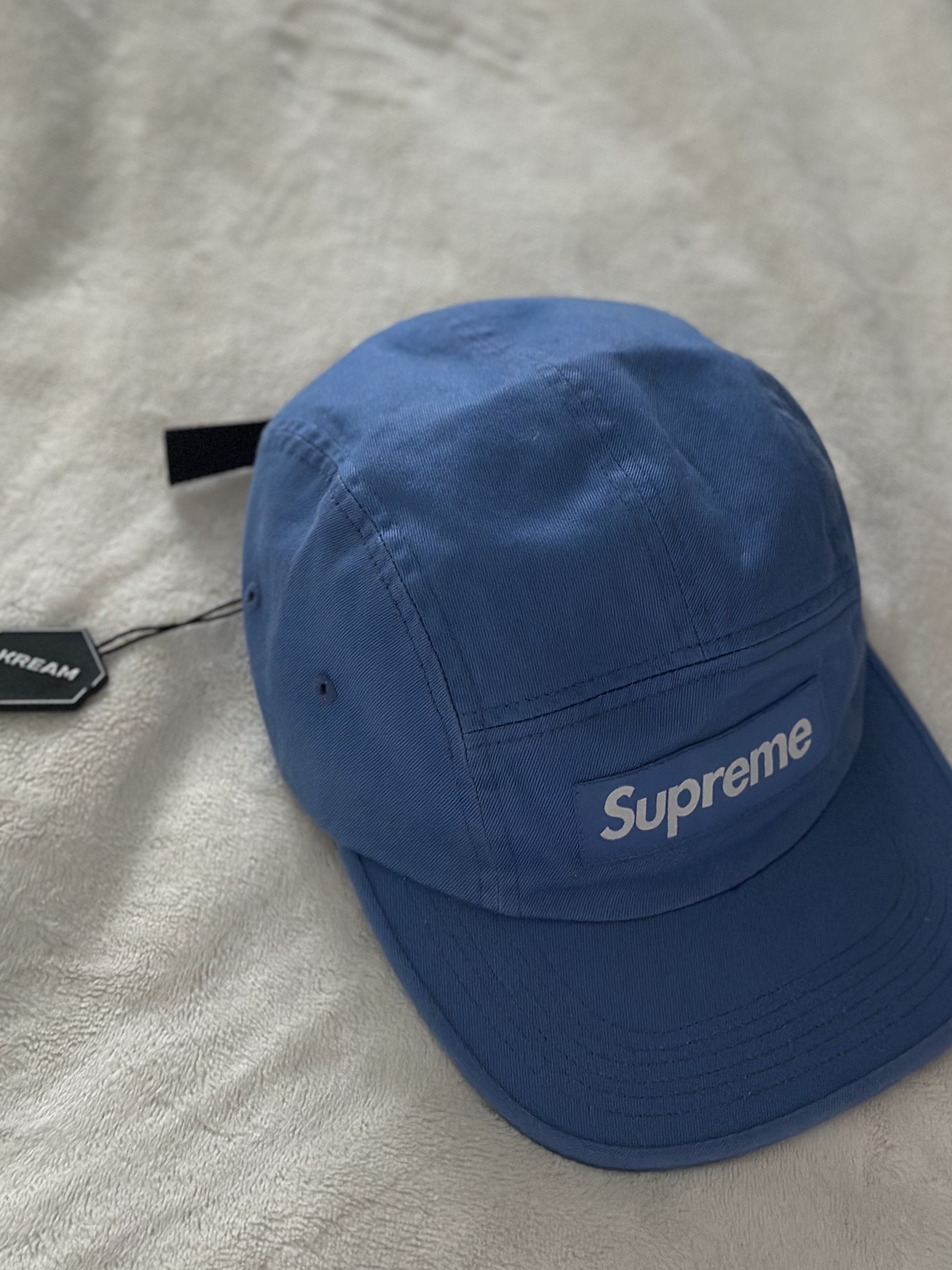 Supreme Washed Chino Twill Camp Cap Light Royal - 24SS 착용 스타일 - 3