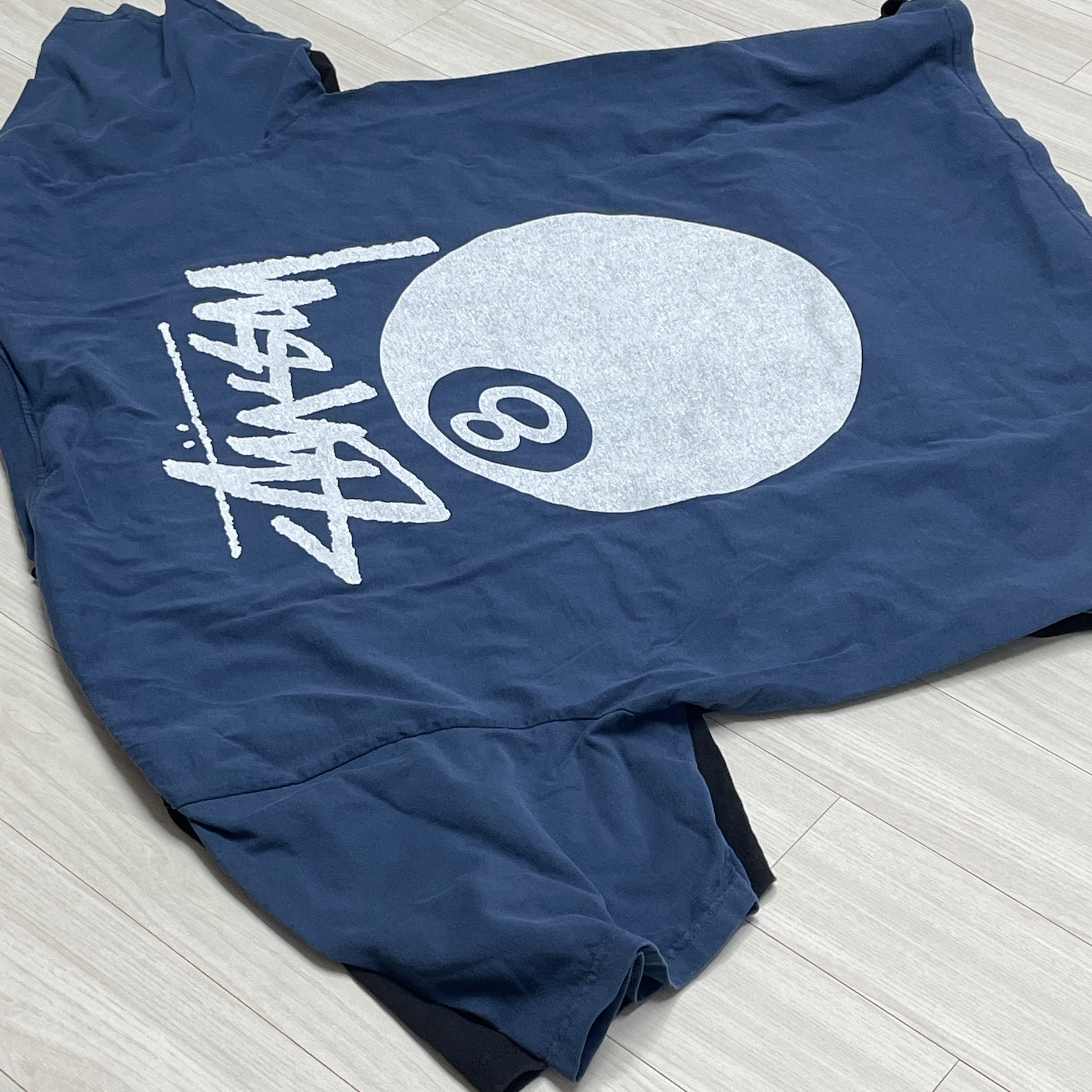 Stussy 8 Ball Pigment Dyed T-Shirt Navy 착용 스타일