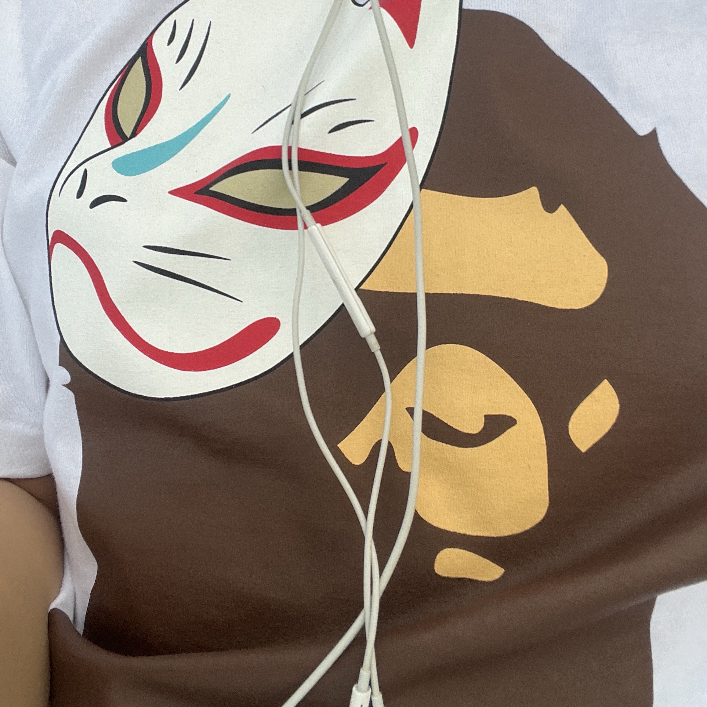 BAPE Japanese Fox Mask T-Shirt Black 착용 스타일 - 2