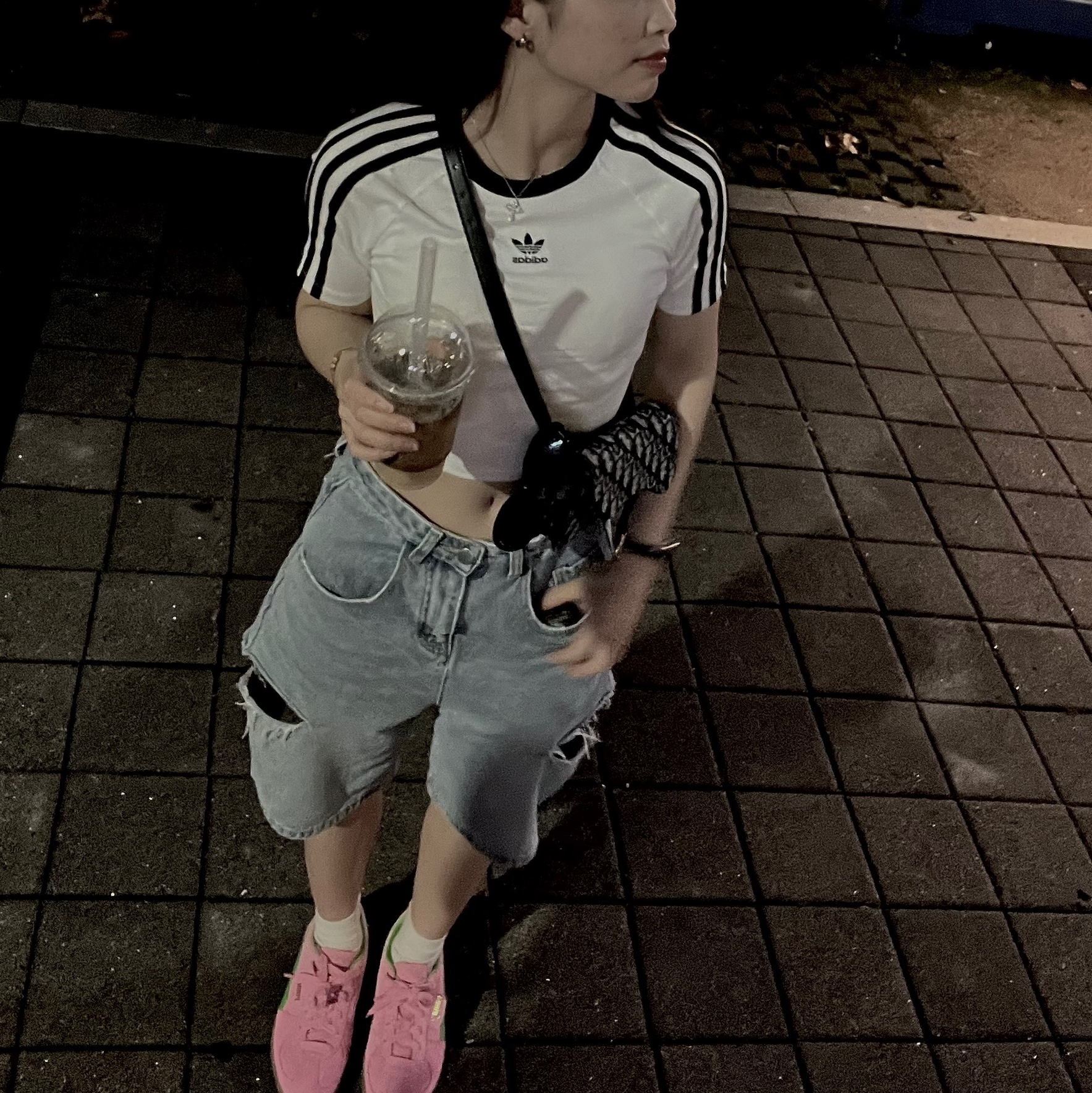 Puma Palermo Special Pink Delight Green, (W) Adidas 3S Baby T-Shirt White - KR Sizing 착용 스타일 - 2