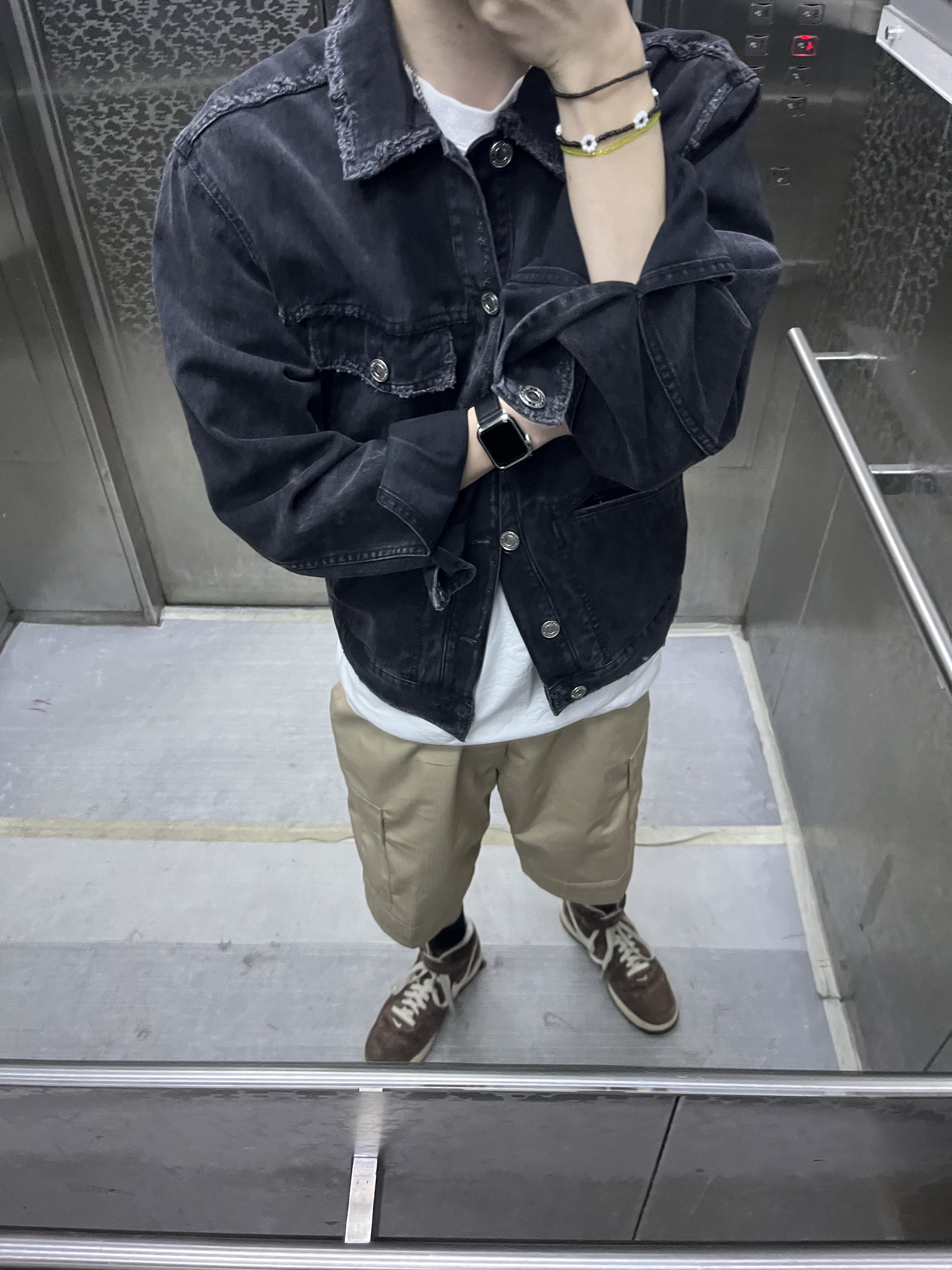 Isabel Marant Jango Embroidered Denim Jacket Blue - 23SS, Nike Air Force 1 Mid '07 QS Chocolate 착용 스타일 - 1
