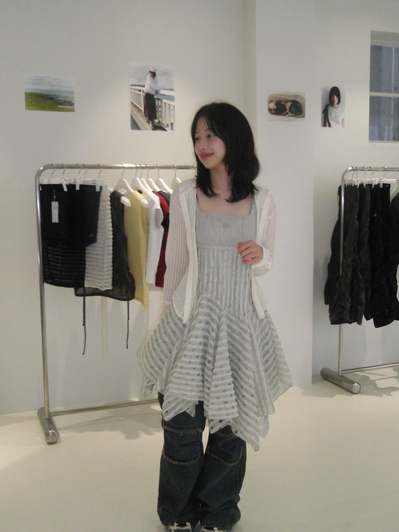 Coyseio Square Neck Lace Dress Black 착용 스타일